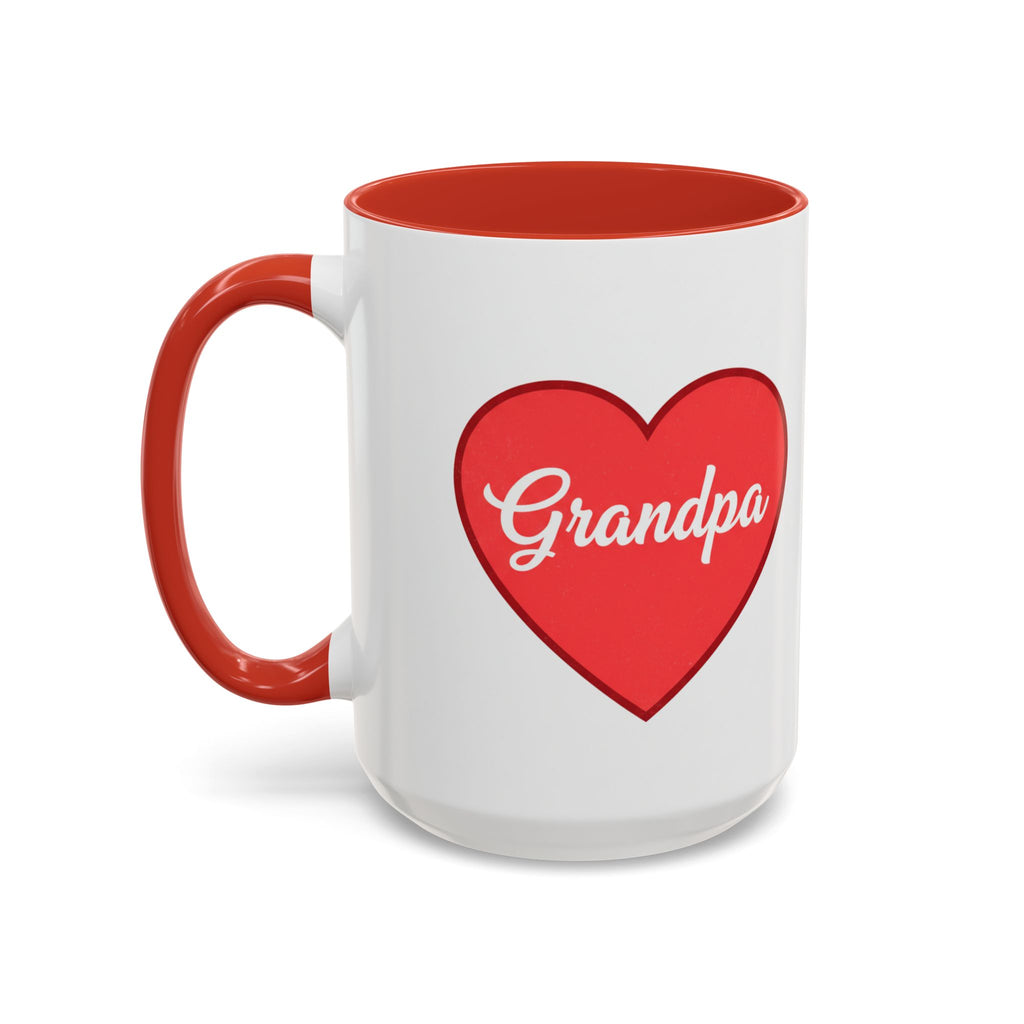 Grandpa Heart Accent Coffee Mug — 11/15oz Gift for Grandfather, Father’s Day & Birthday