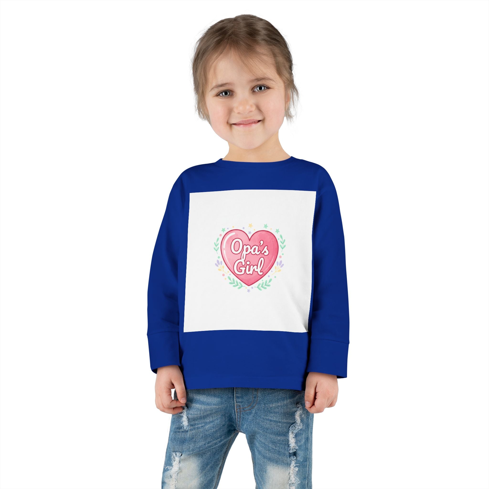 Opa's Girl Toddler Long Sleeve Tee | Pink Heart Love Design