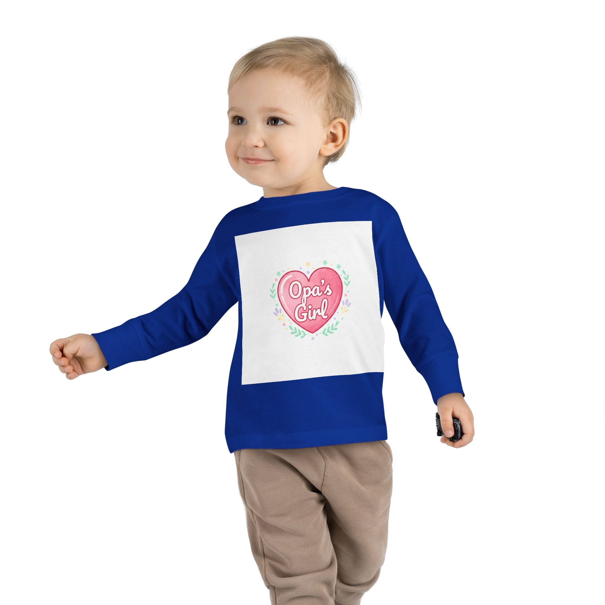 Opa's Girl Toddler Long Sleeve Tee | Pink Heart Love Design