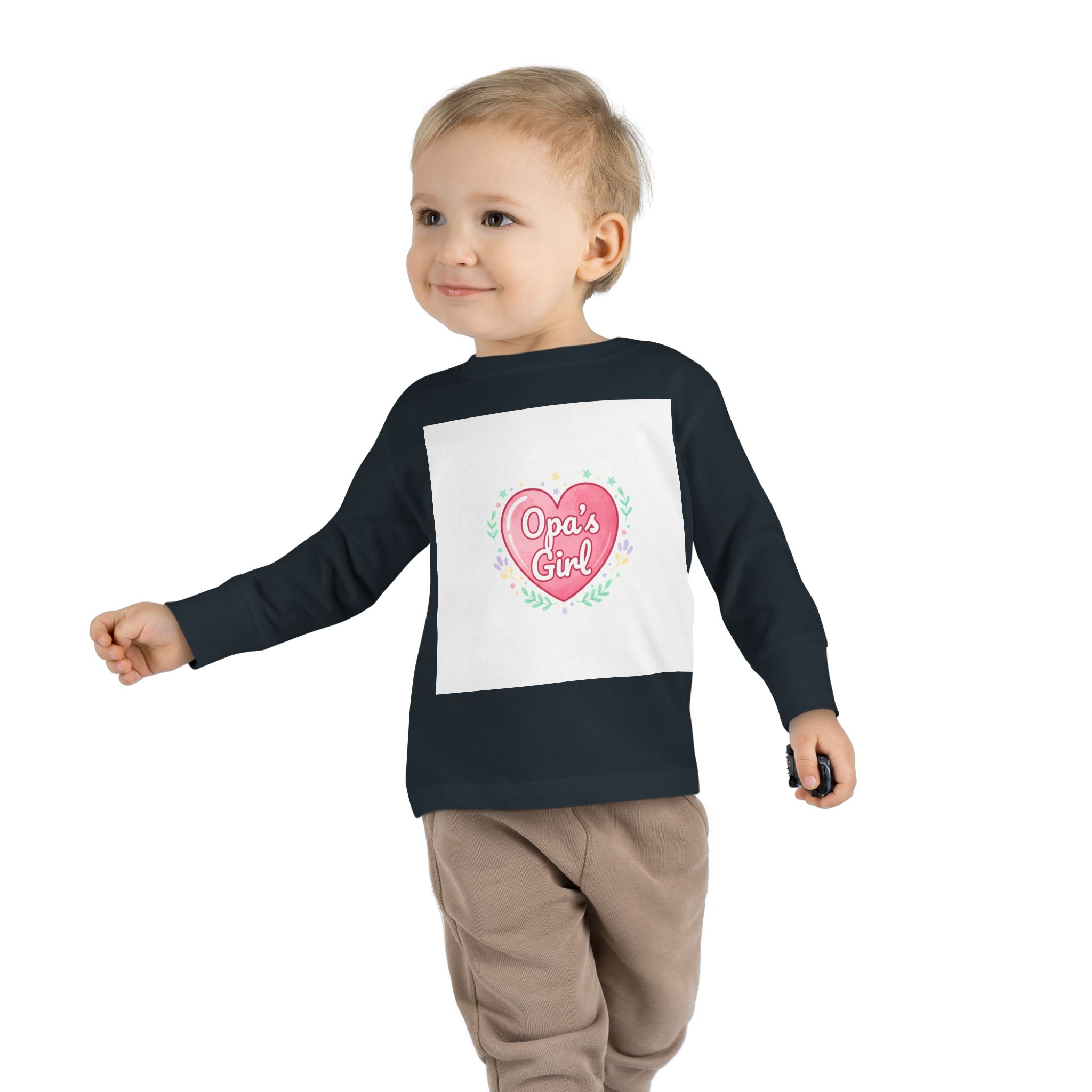 Opa's Girl Toddler Long Sleeve Tee | Pink Heart Love Design