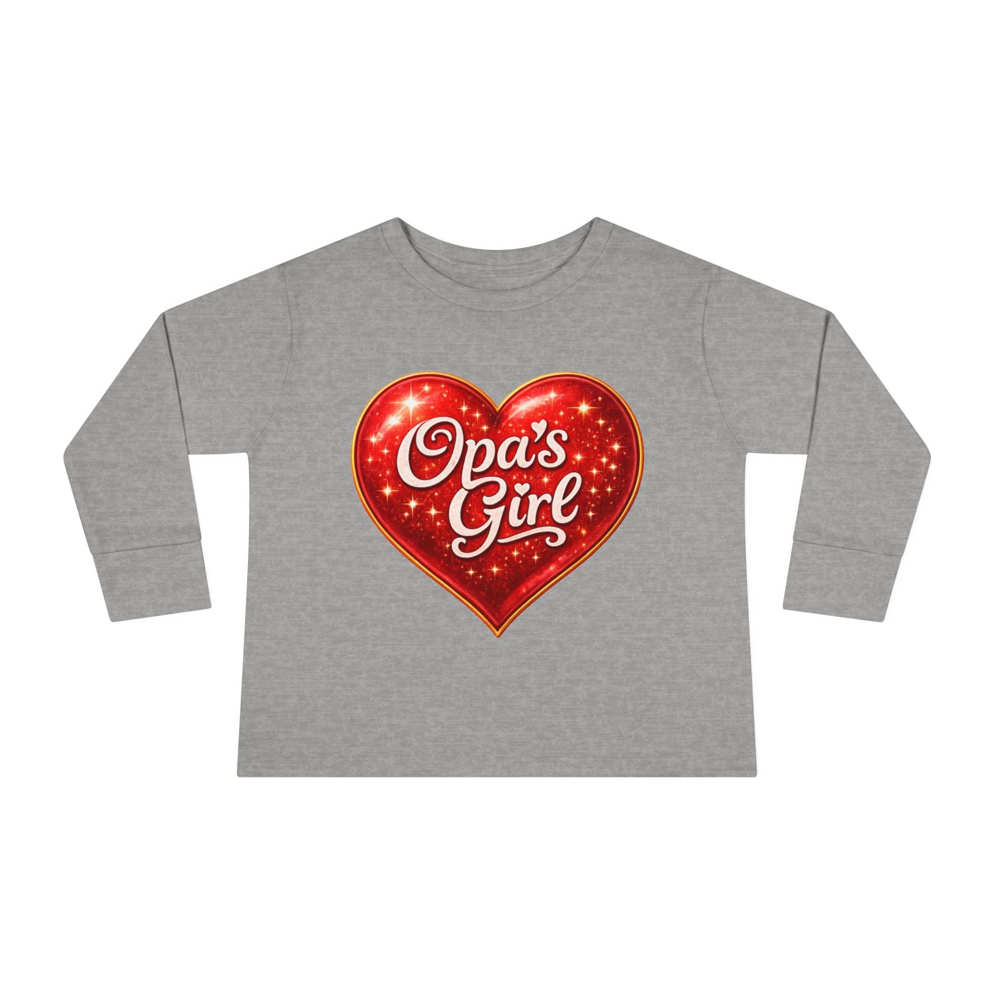 Opa's Girl Toddler Long Sleeve Tee | Pink Heart Kids Shirt