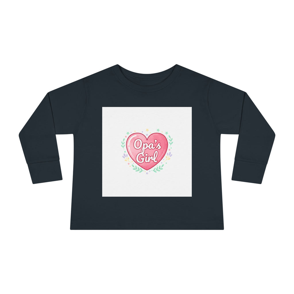 Opa's Girl Toddler Long Sleeve Tee | Pink Heart Love Design