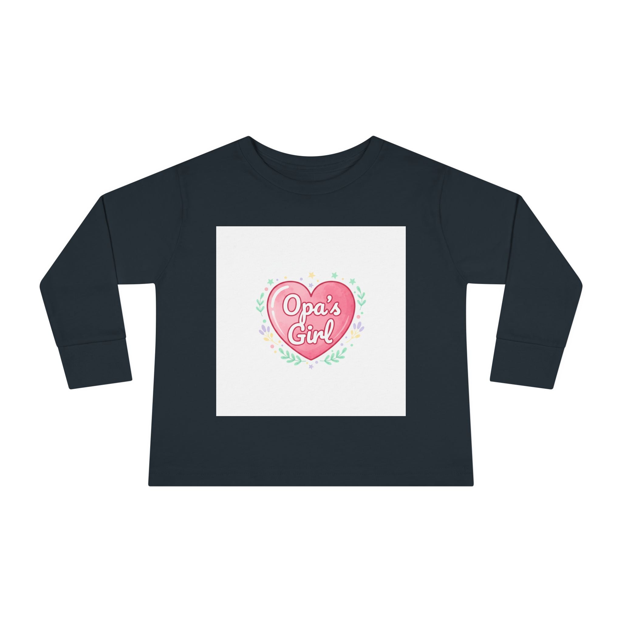Opa's Girl Toddler Long Sleeve Tee | Pink Heart Love Design
