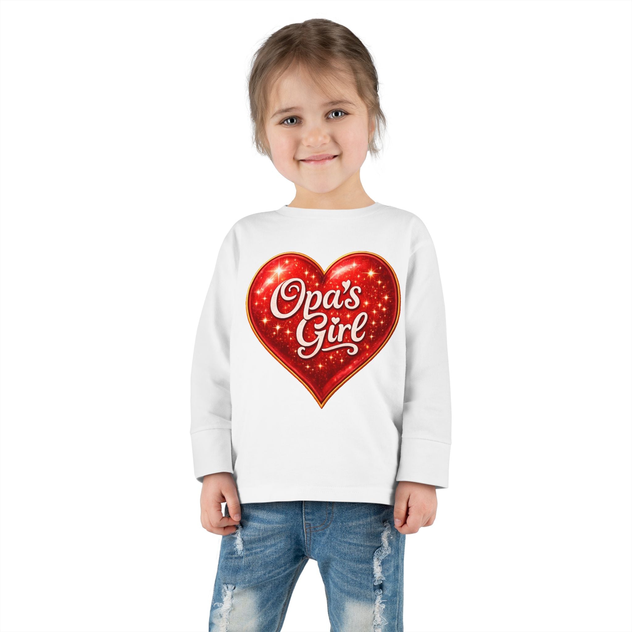 Opa's Girl Toddler Long Sleeve Tee | Pink Heart Kids Shirt