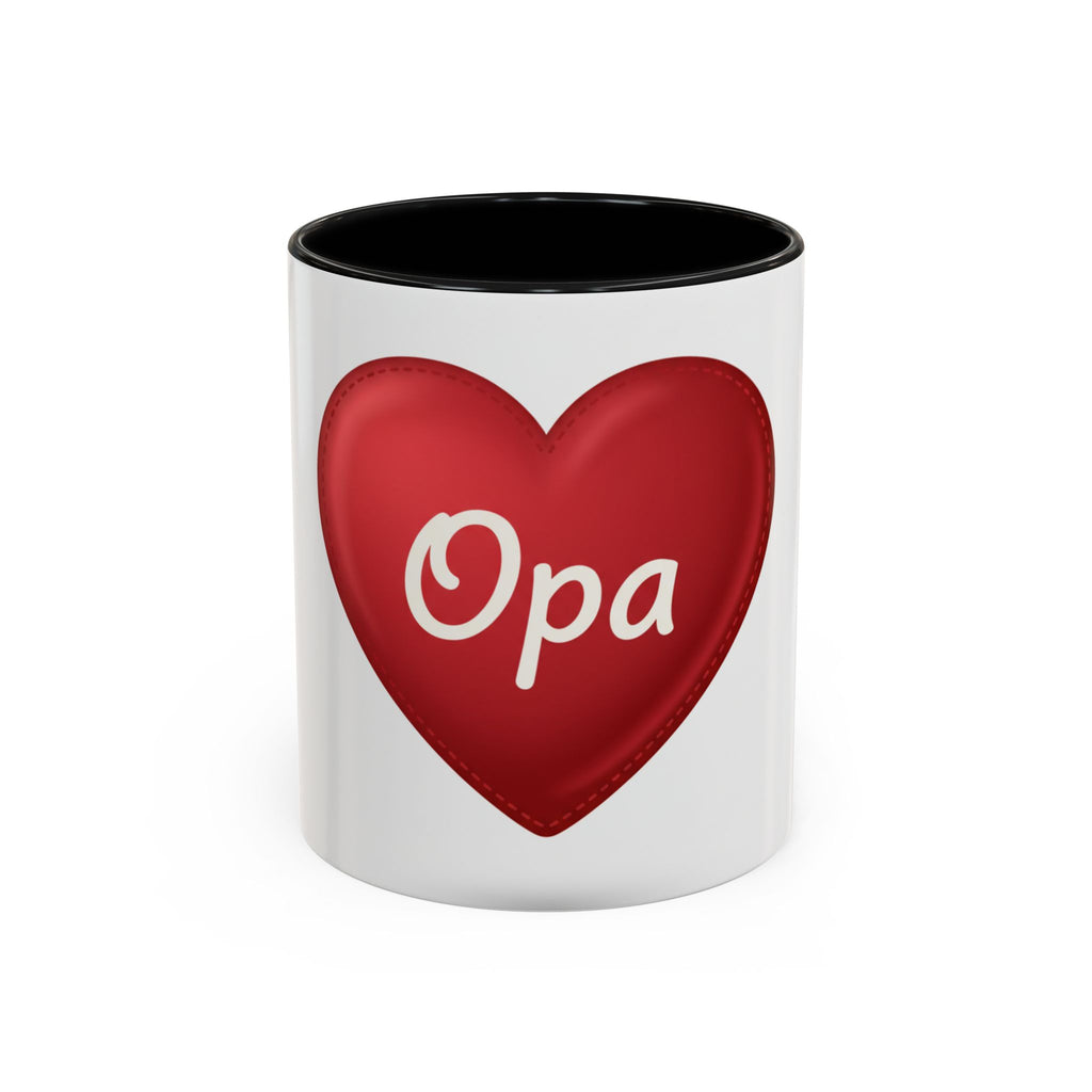 Opa Heart Coffee Mug – Accent Ceramic Mug for Grandpa, Father’s Day & Grandparent Gifts