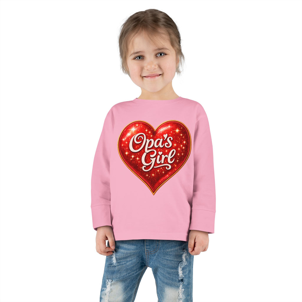 Opa's Girl Toddler Long Sleeve Tee | Pink Heart Kids Shirt