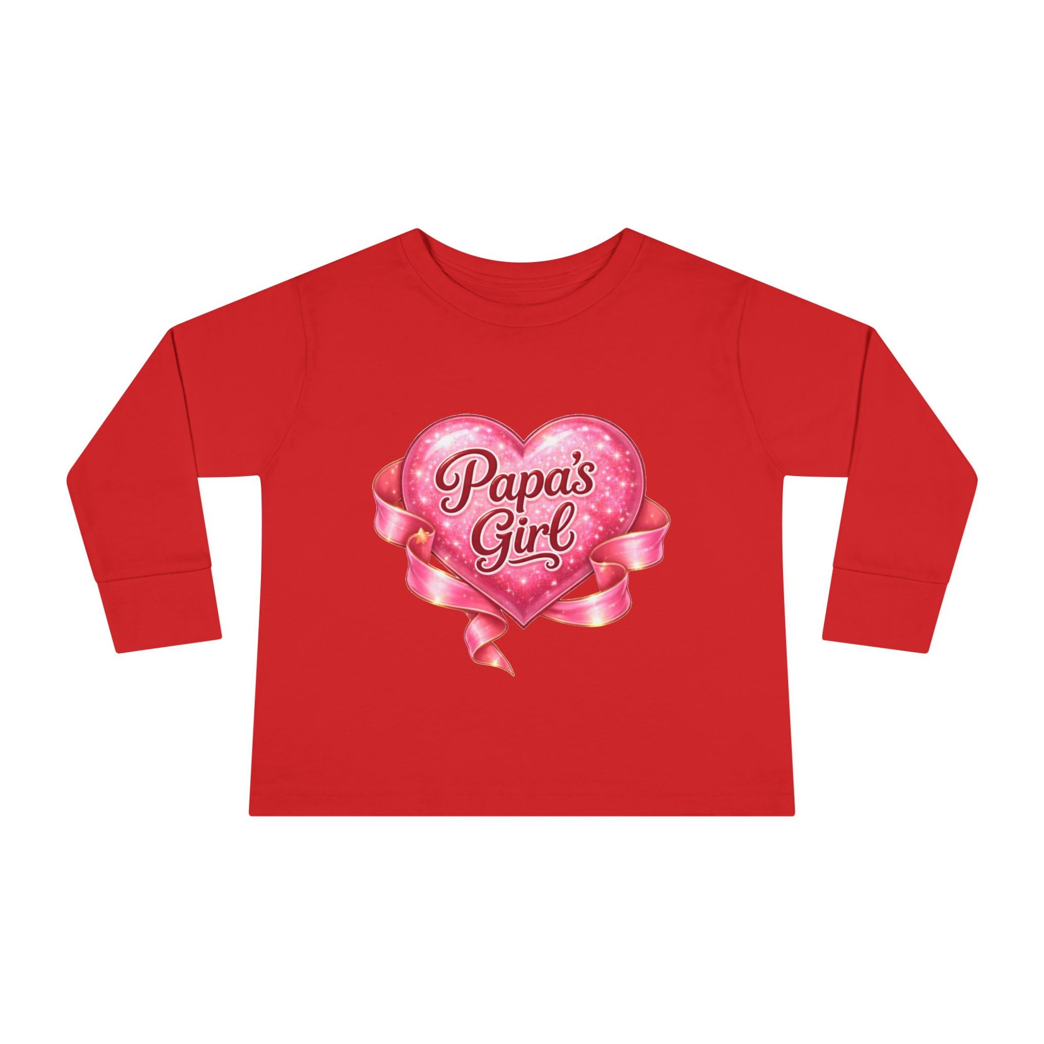 Papa's Girl Toddler Long Sleeve Tee | Pink Heart Kids Shirt