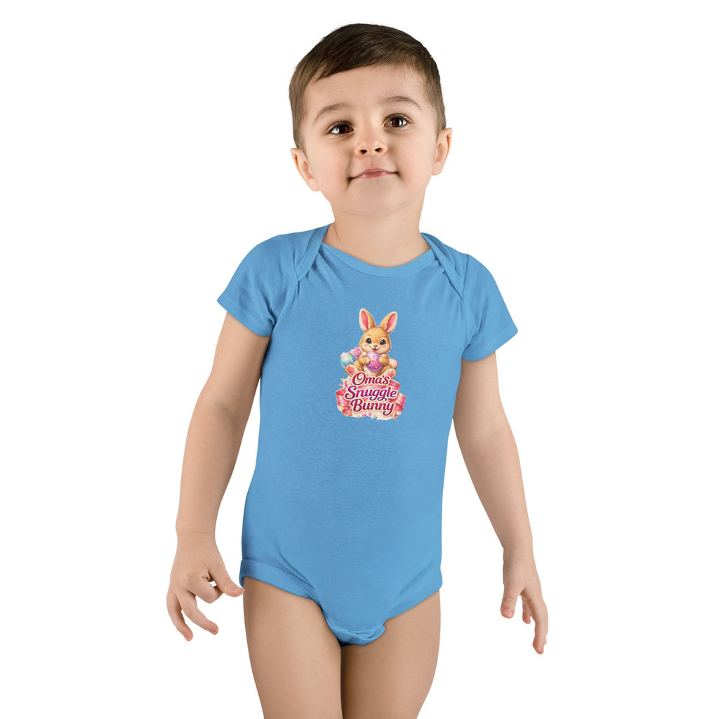 Oma's Snuggle Bunny Baby Onesie, Cute Bunny Floral Infant Bodysuit