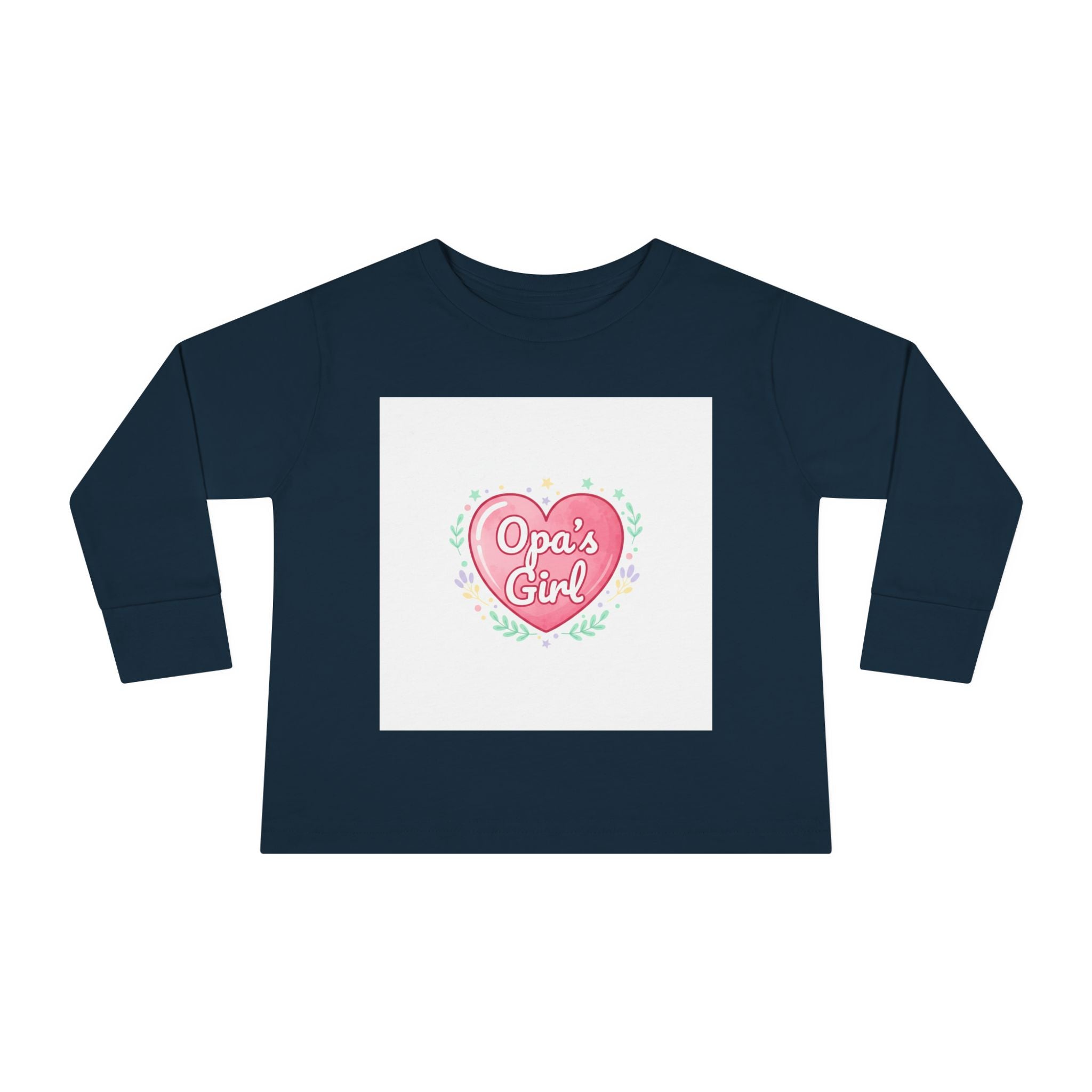Opa's Girl Toddler Long Sleeve Tee | Pink Heart Love Design