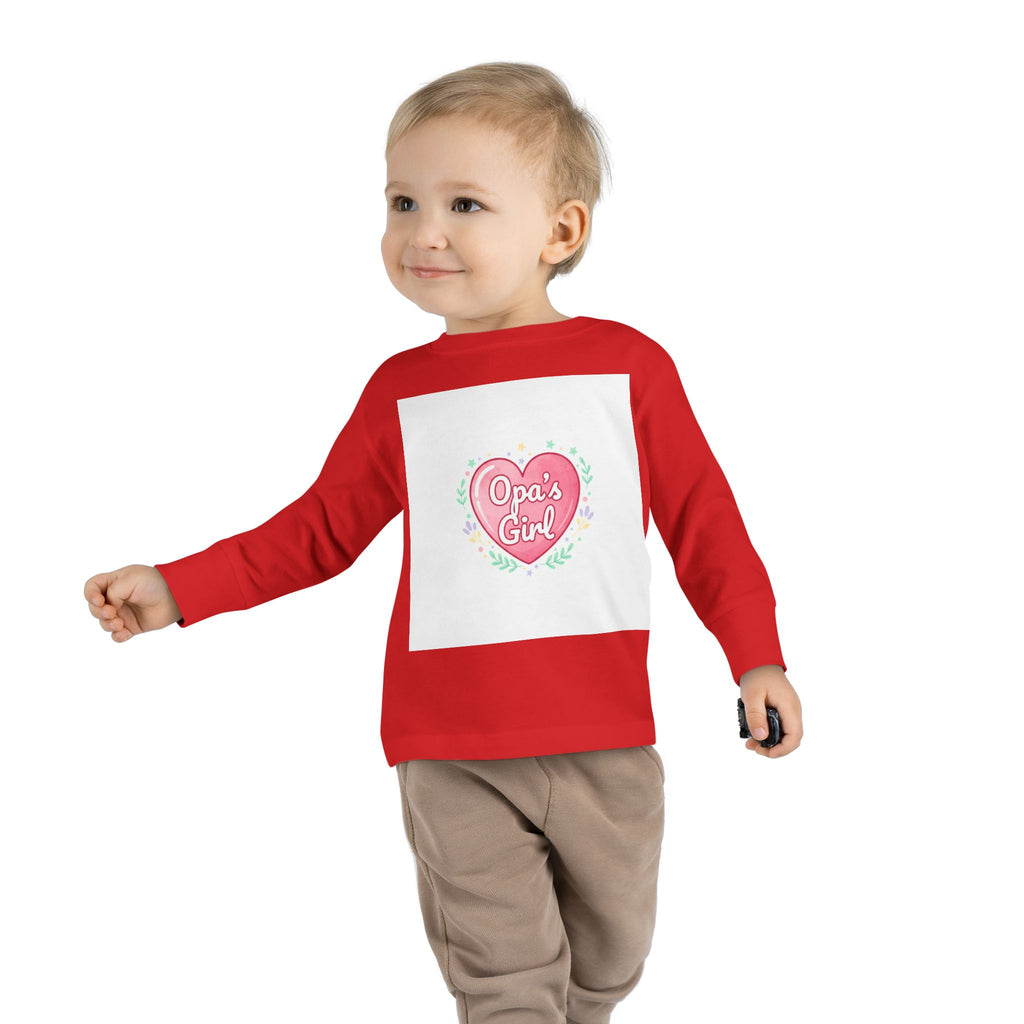 Opa's Girl Toddler Long Sleeve Tee | Pink Heart Love Design