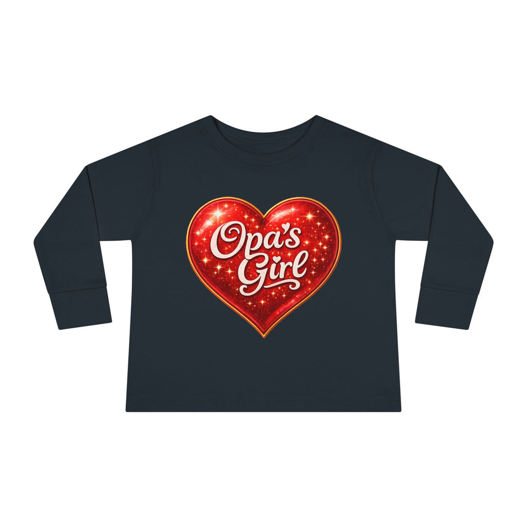 Opa's Girl Toddler Long Sleeve Tee | Pink Heart Kids Shirt