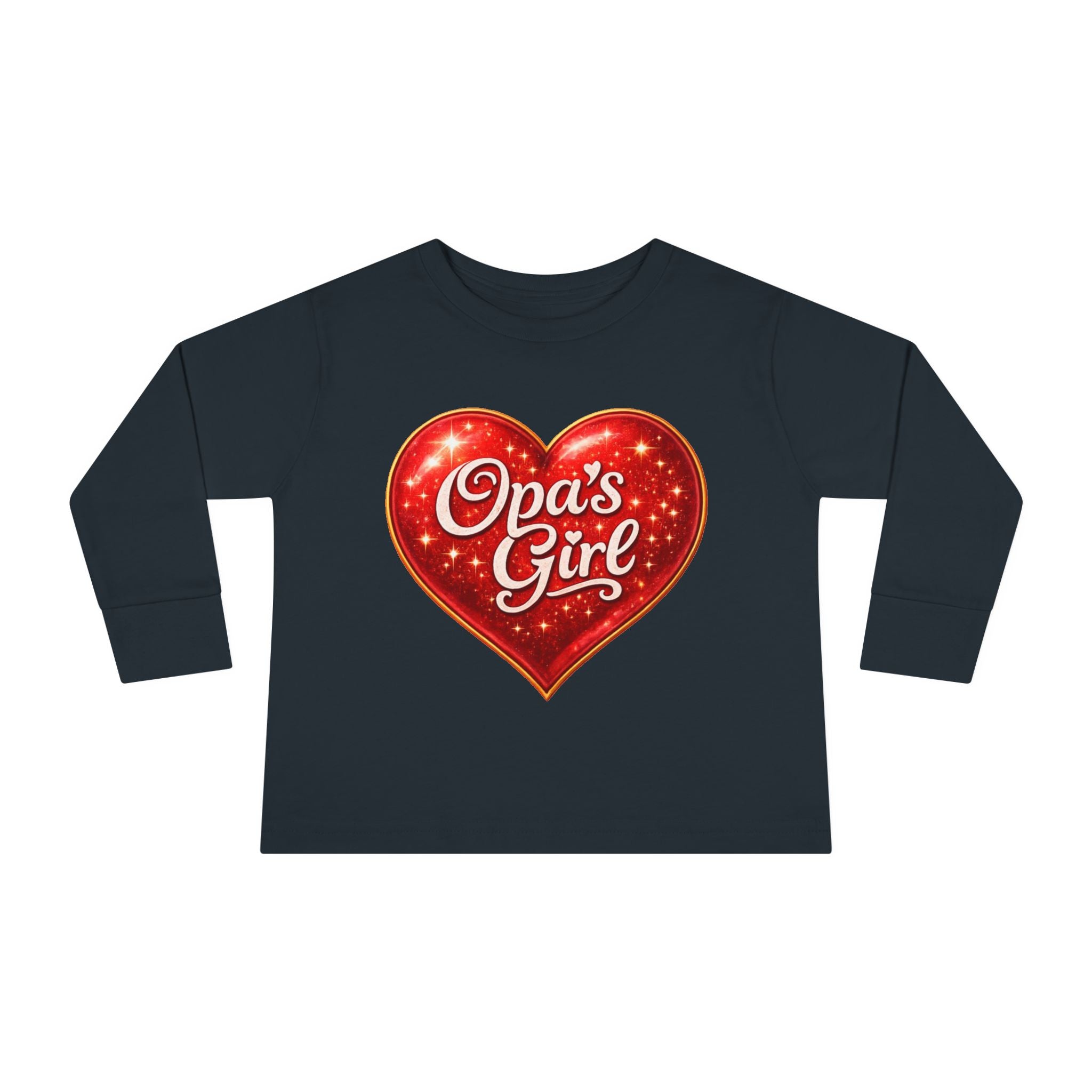 Opa's Girl Toddler Long Sleeve Tee | Pink Heart Kids Shirt