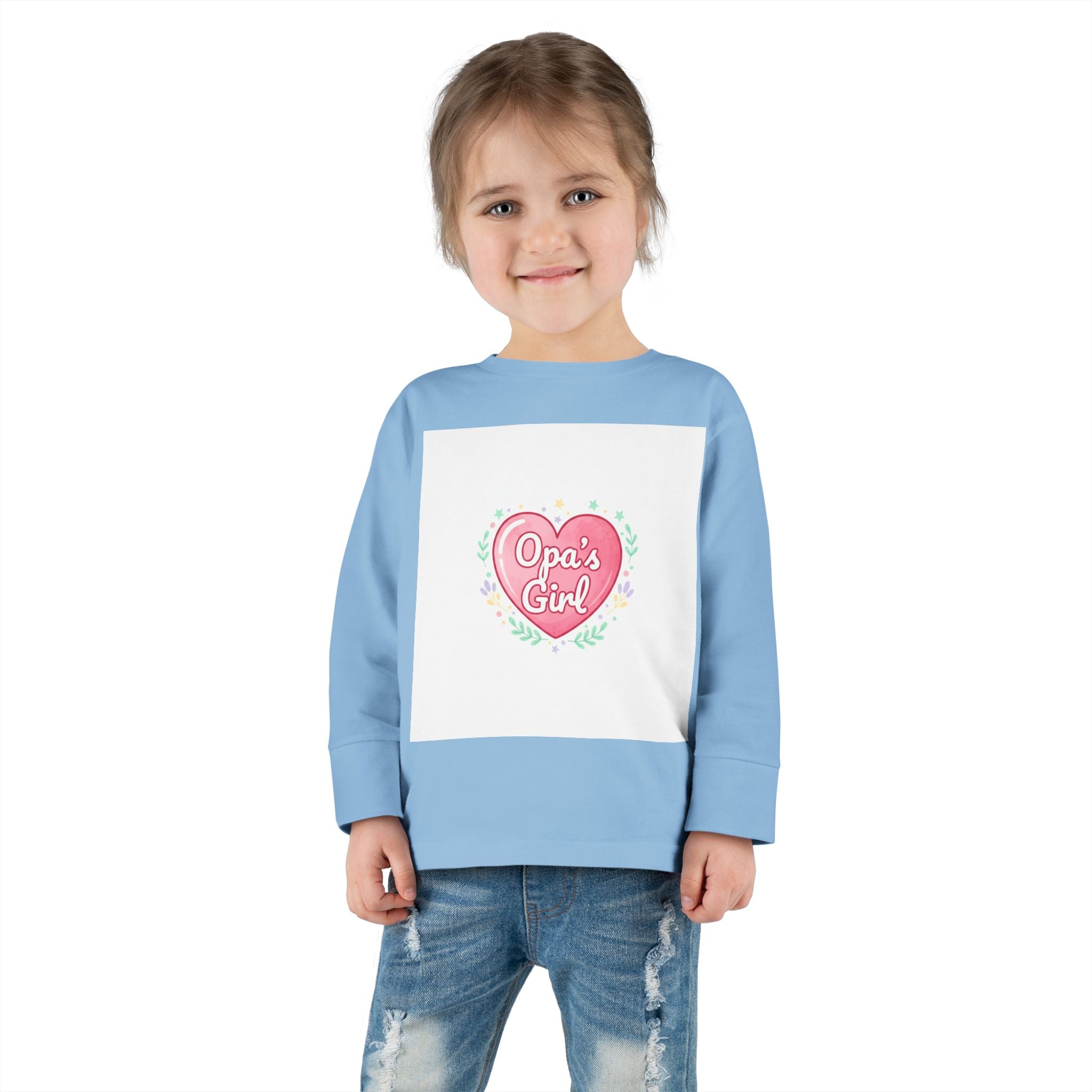 Opa's Girl Toddler Long Sleeve Tee | Pink Heart Love Design
