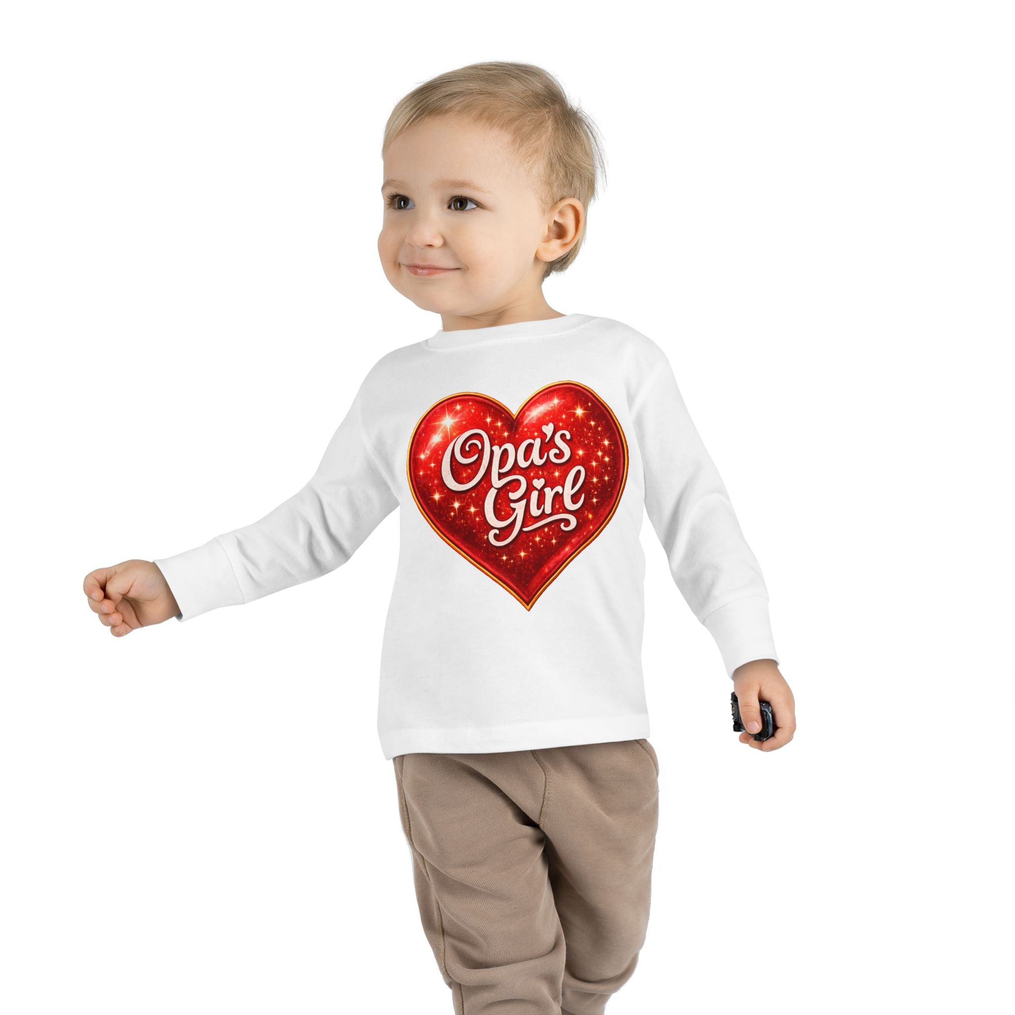 Opa's Girl Toddler Long Sleeve Tee | Pink Heart Kids Shirt