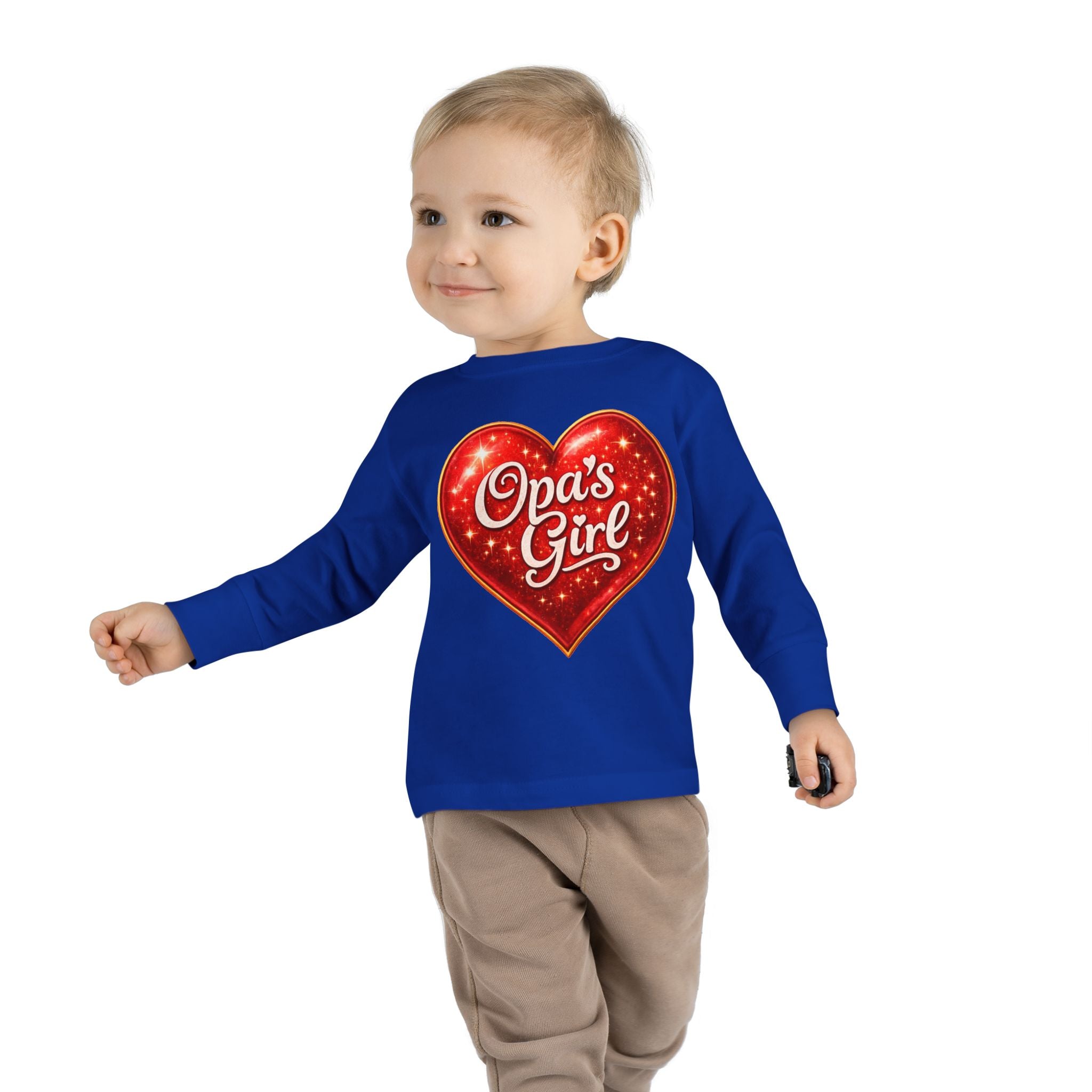 Opa's Girl Toddler Long Sleeve Tee | Pink Heart Kids Shirt