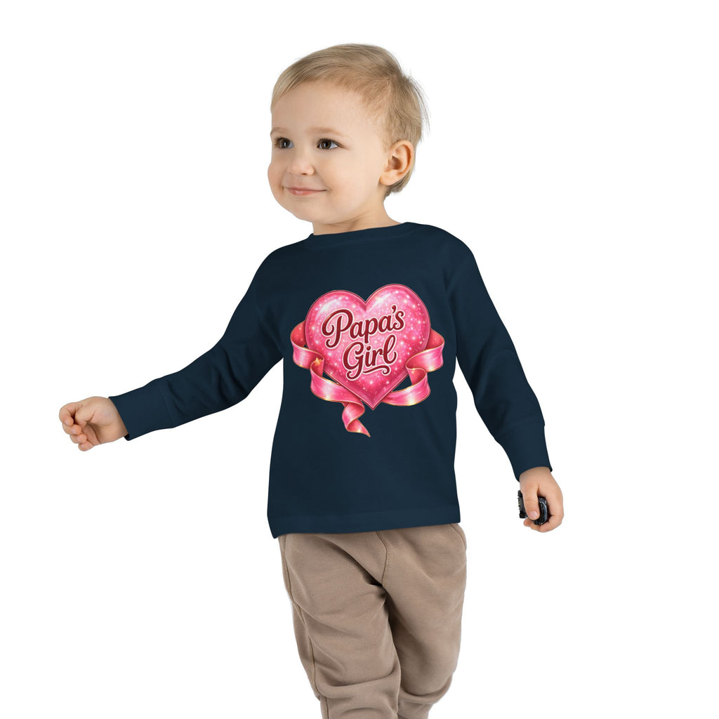 Papa's Girl Toddler Long Sleeve Tee | Pink Heart Kids Shirt