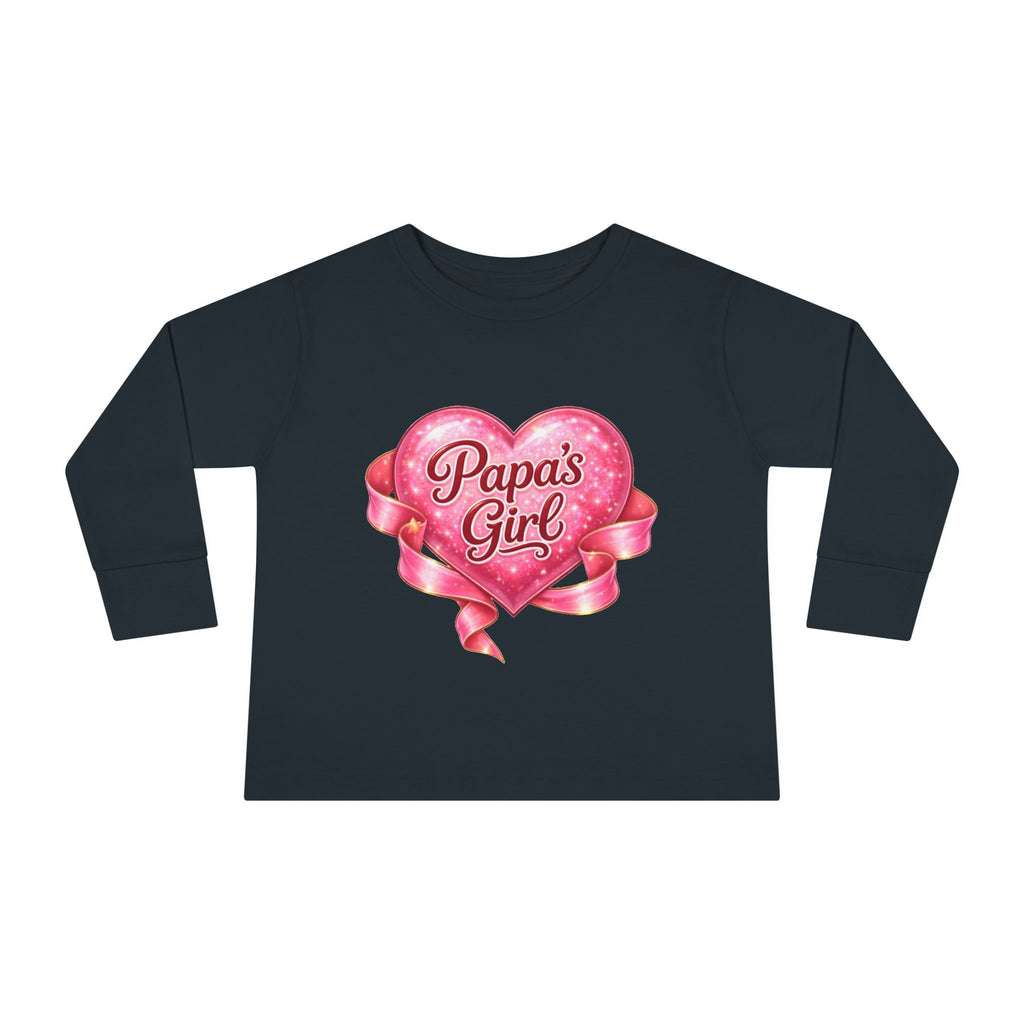 Papa's Girl Toddler Long Sleeve Tee | Pink Heart Kids Shirt