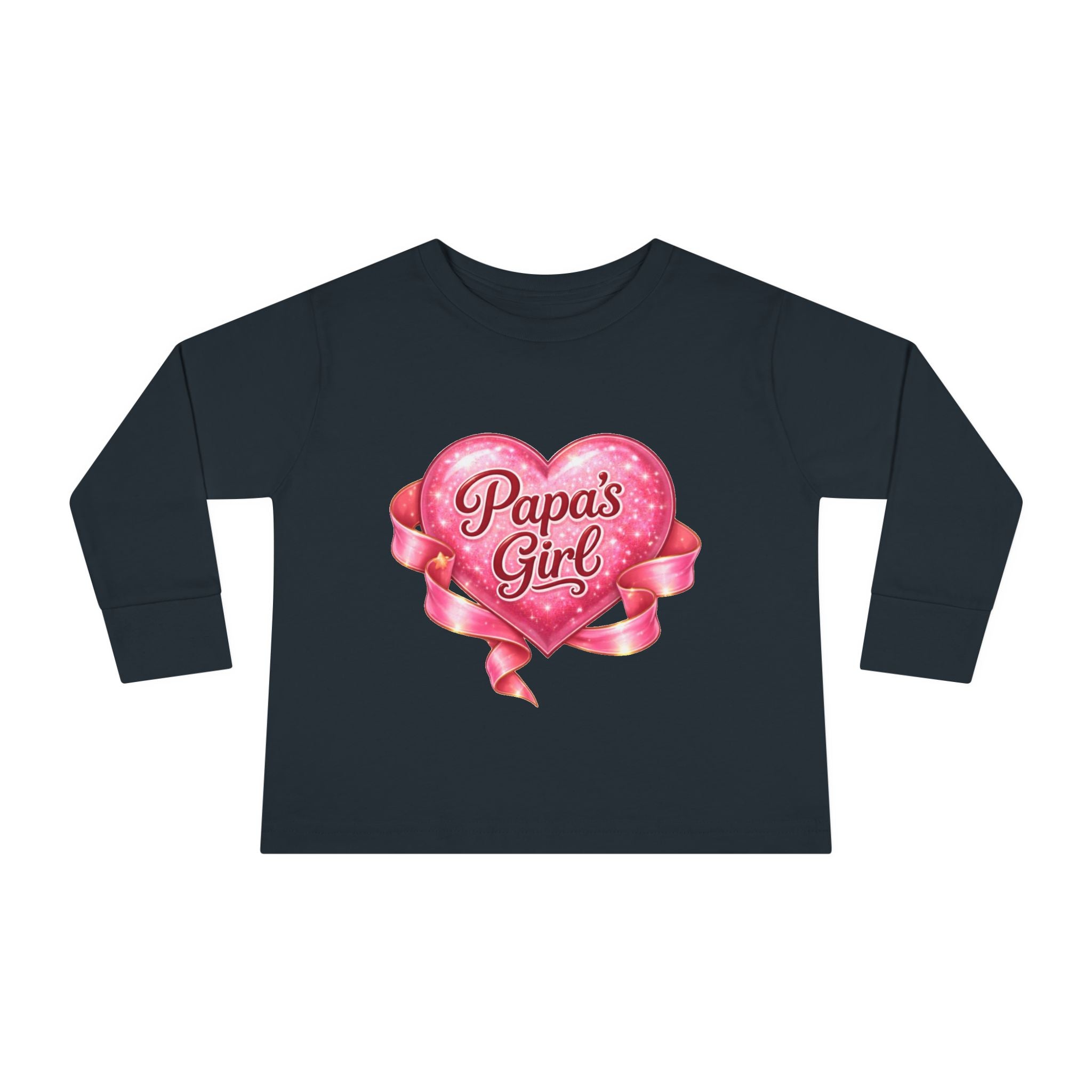 Papa's Girl Toddler Long Sleeve Tee | Pink Heart Kids Shirt