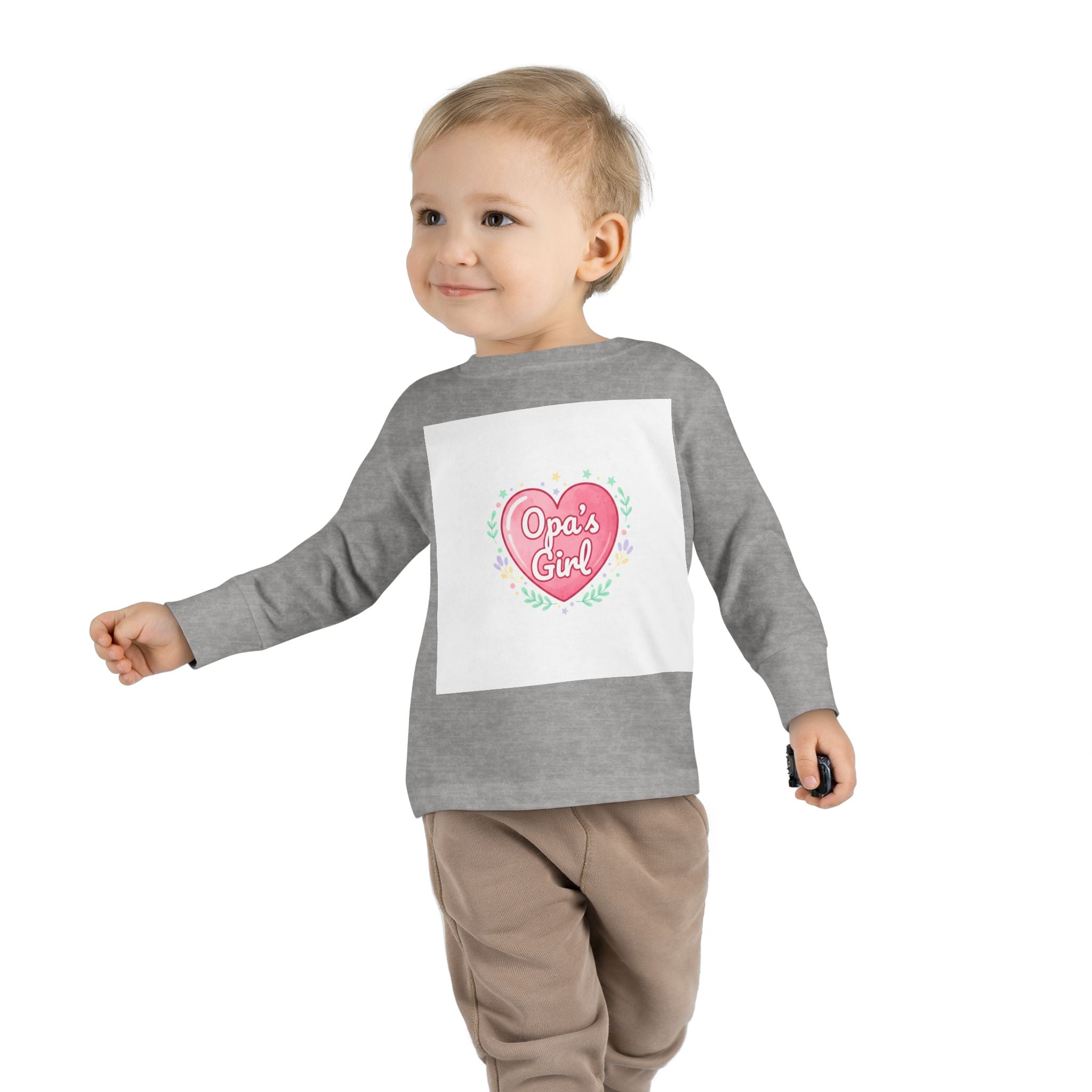 Opa's Girl Toddler Long Sleeve Tee | Pink Heart Love Design