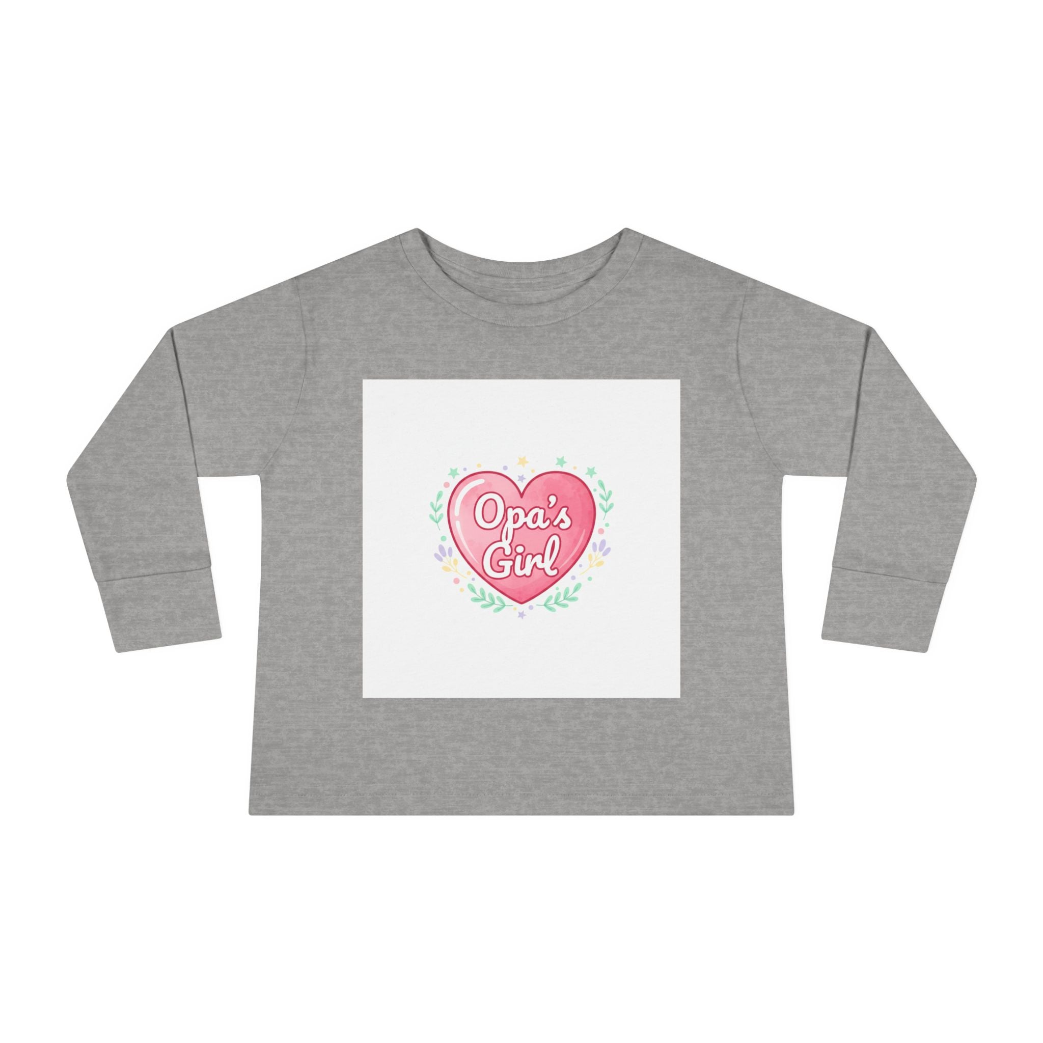Opa's Girl Toddler Long Sleeve Tee | Pink Heart Love Design