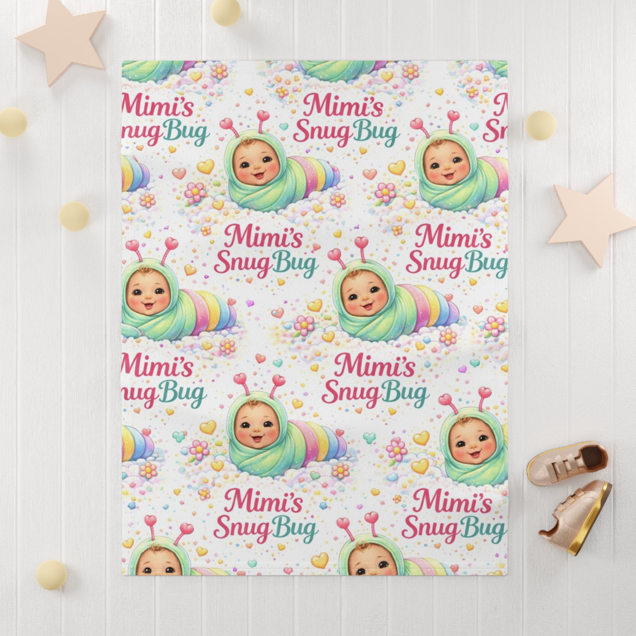 Mimi's Snug Bug Baby Blanket — Soft Fleece Keepsake for Newborns & Grandmothers