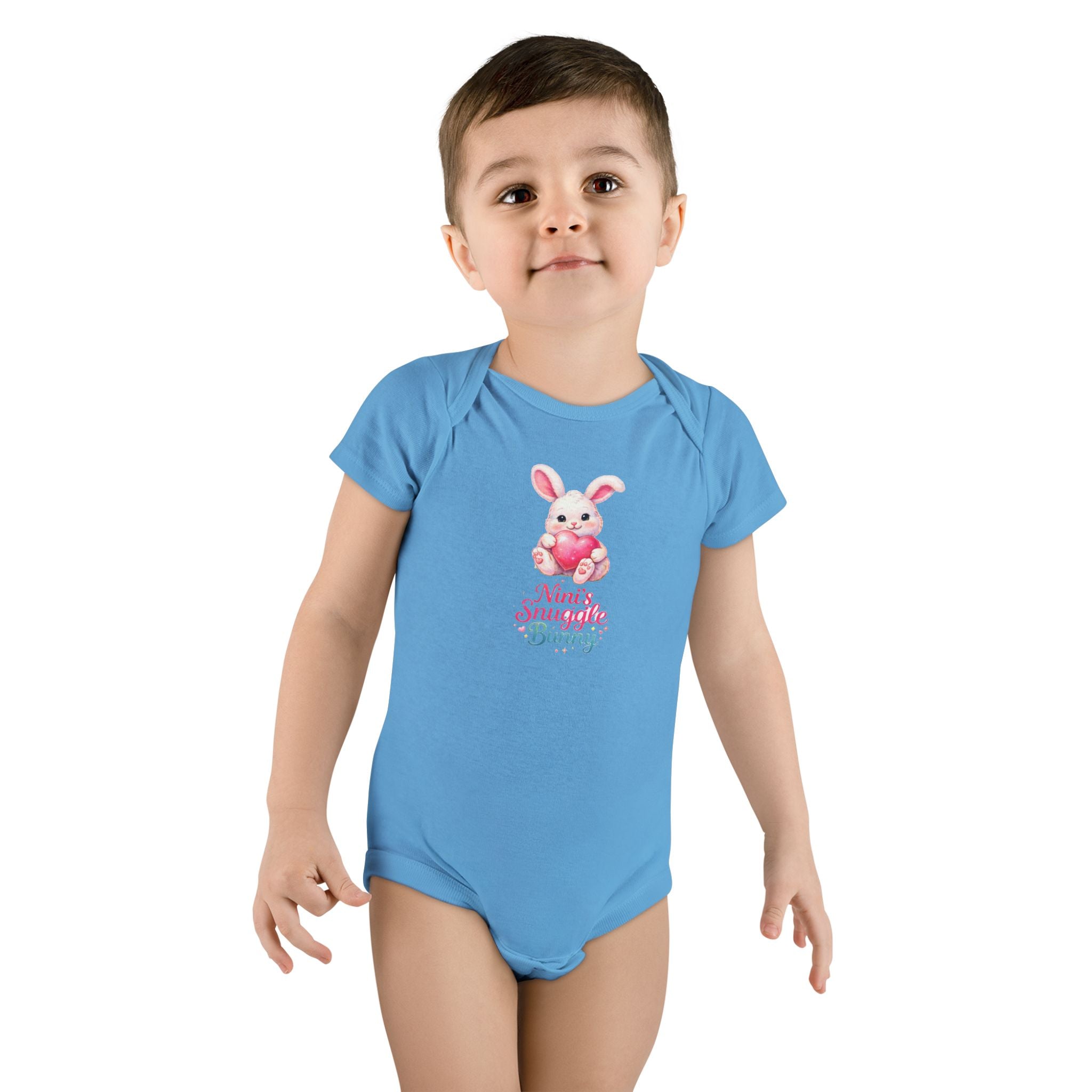Nini's Snuggle Bunny baby onesie | Cute pastel bunny illustration/Valentine