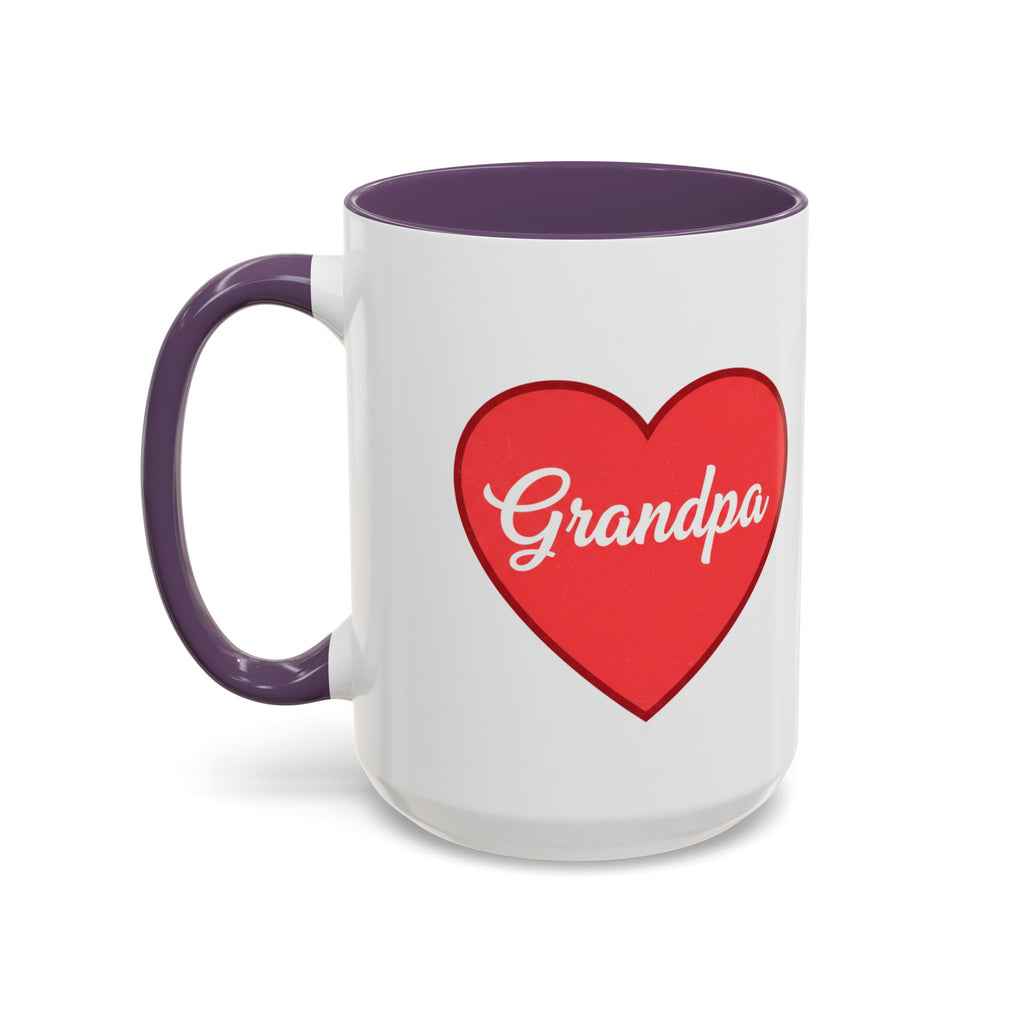 Grandpa Heart Accent Coffee Mug — 11/15oz Gift for Grandfather, Father’s Day & Birthday