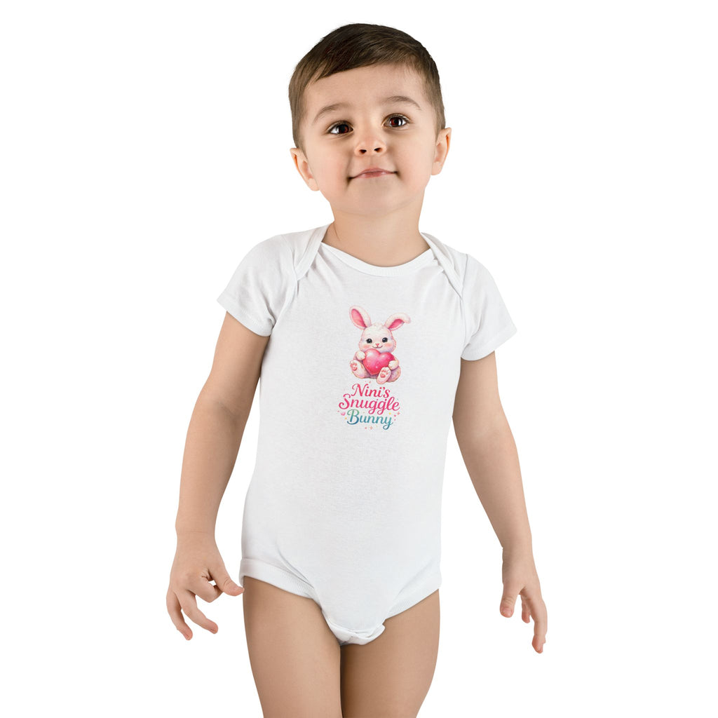 Nini's Snuggle Bunny baby onesie | Cute pastel bunny illustration/Valentine