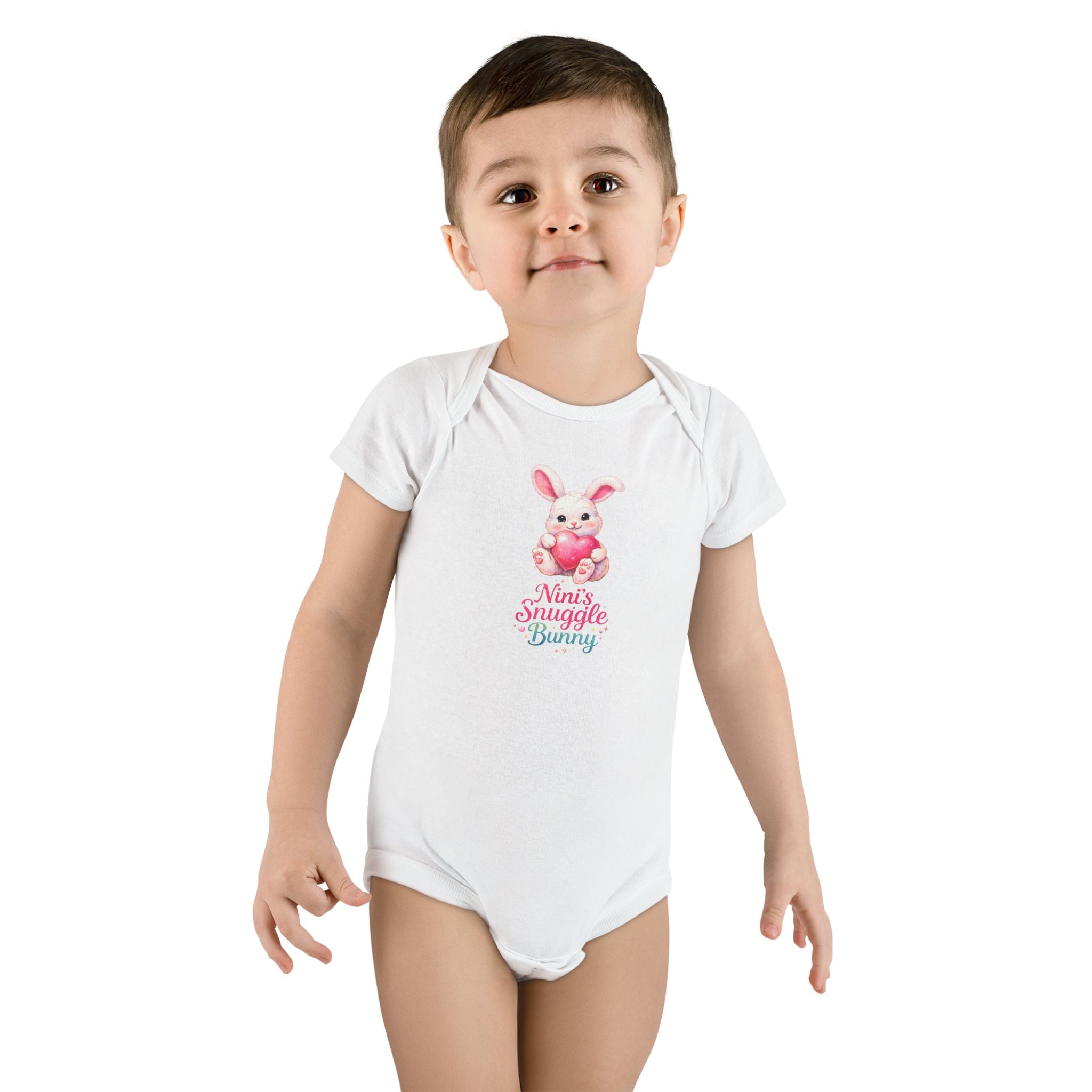 Nini's Snuggle Bunny baby onesie | Cute pastel bunny illustration/Valentine