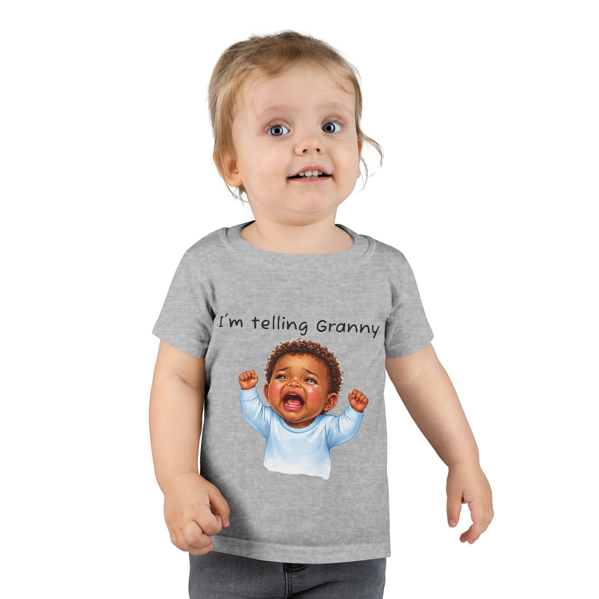 Toddler T-Shirt — Happy Baby Crying Face Graphic Tee (Cute Infant Emotion Shirt)