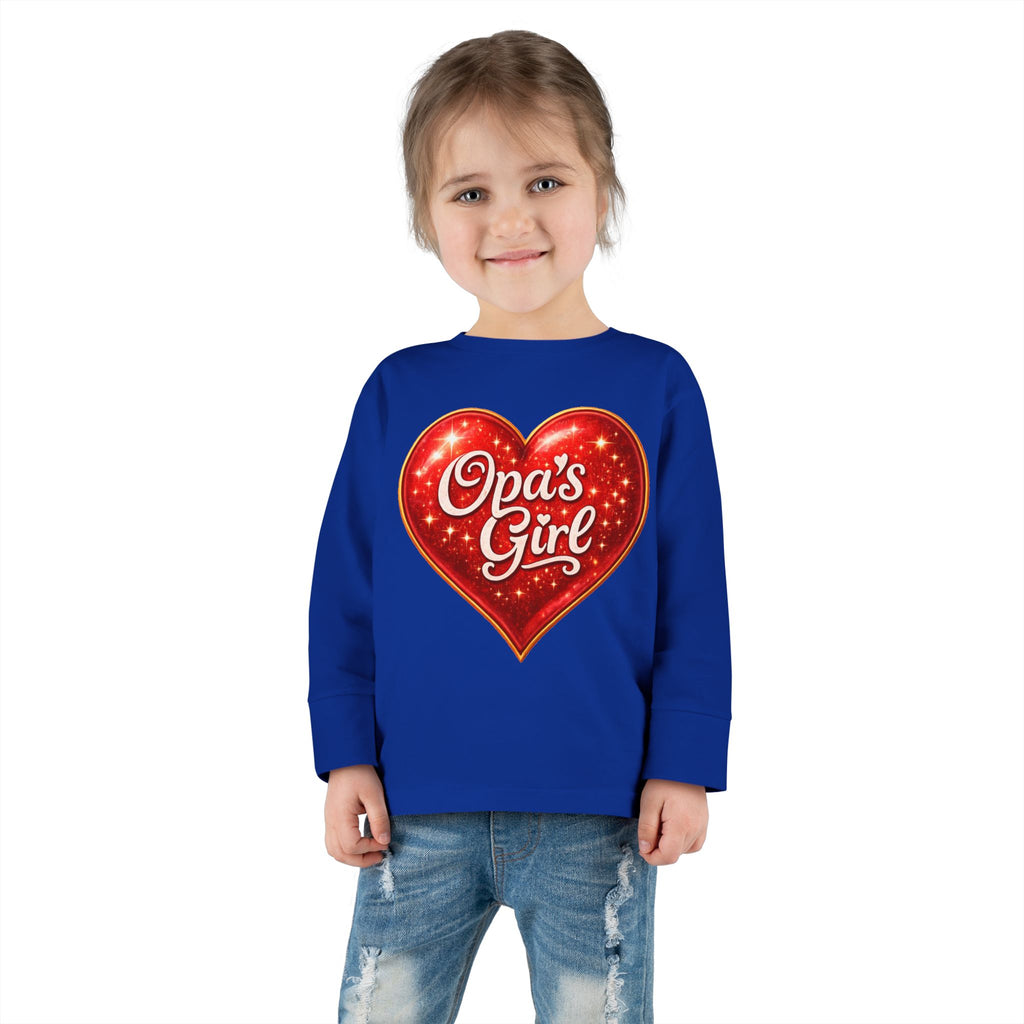 Opa's Girl Toddler Long Sleeve Tee | Pink Heart Kids Shirt