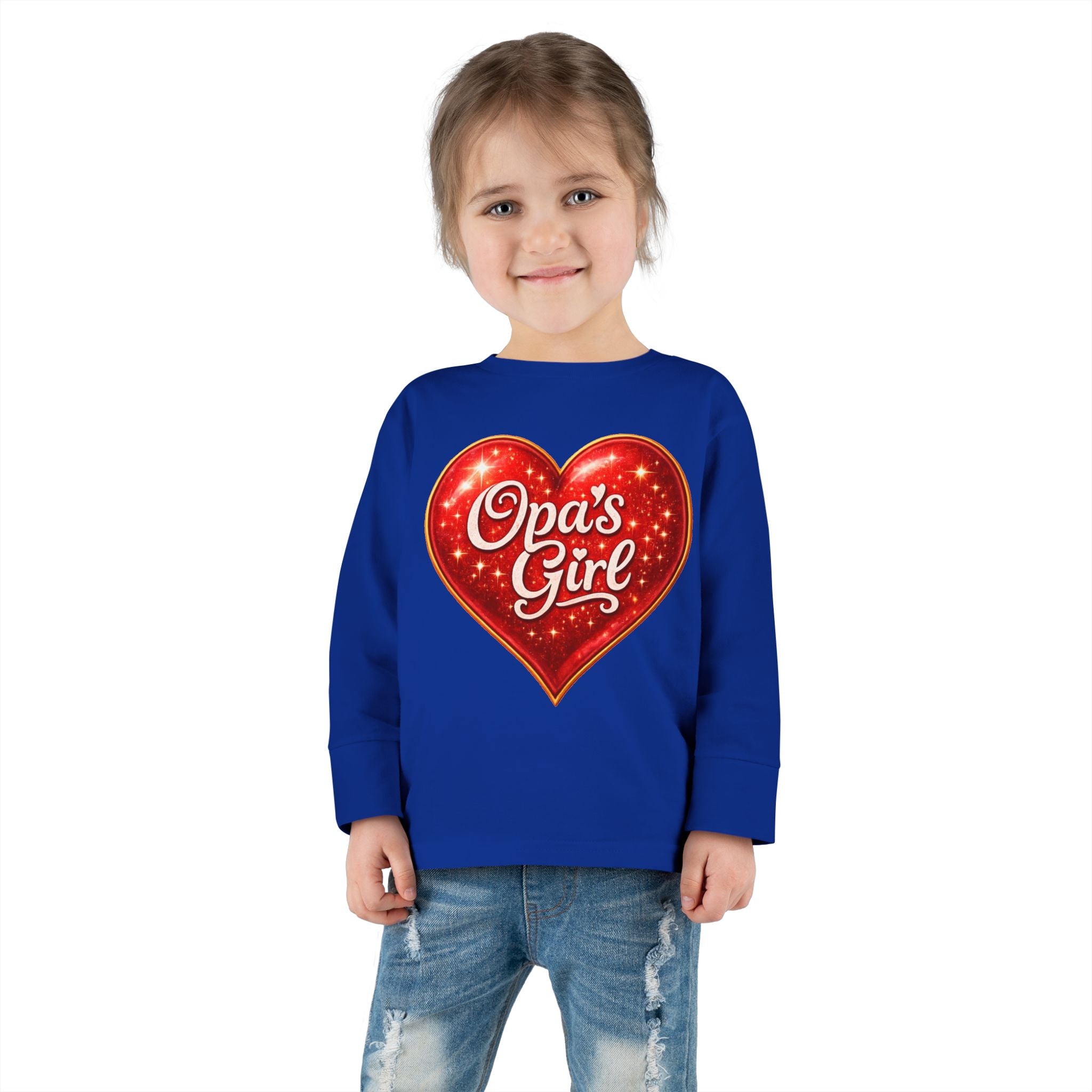 Opa's Girl Toddler Long Sleeve Tee | Pink Heart Kids Shirt