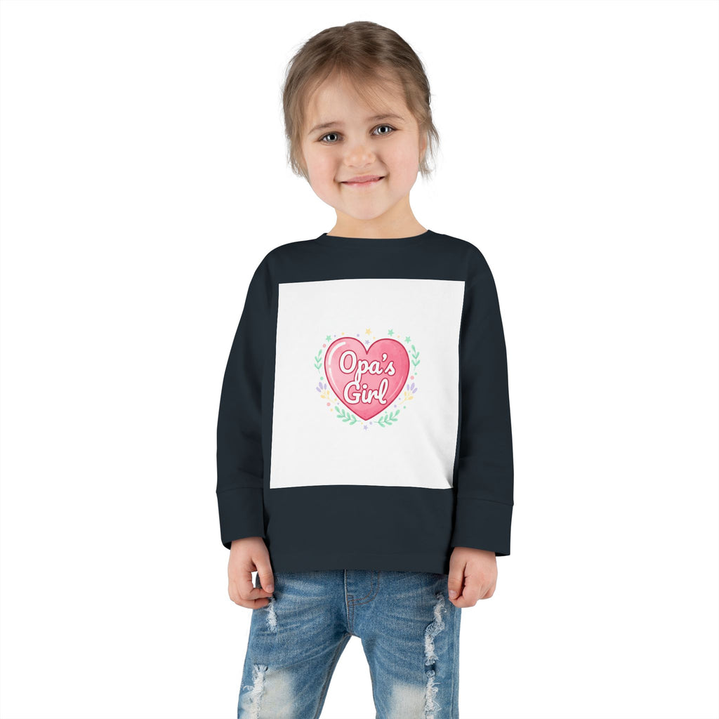 Opa's Girl Toddler Long Sleeve Tee | Pink Heart Love Design