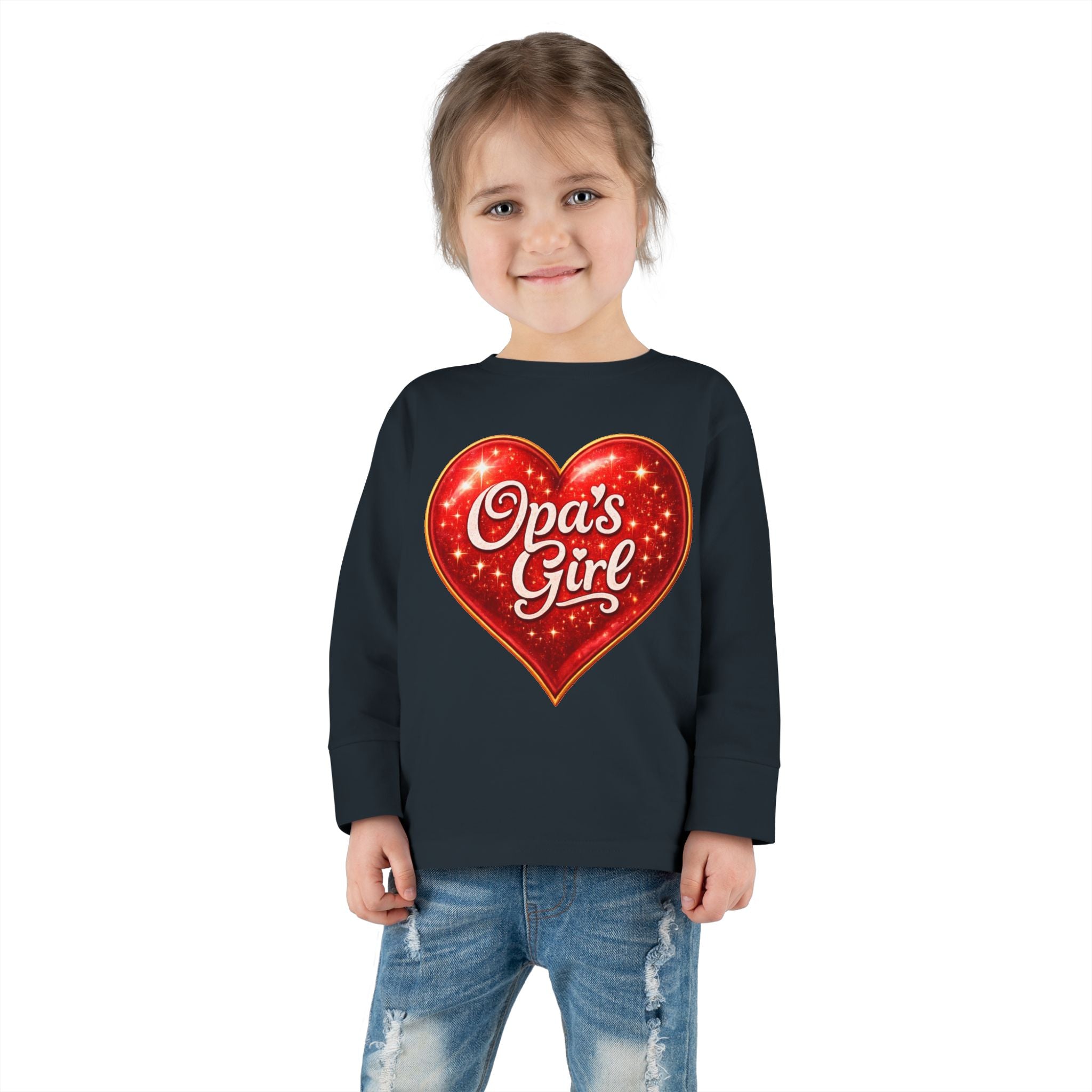 Opa's Girl Toddler Long Sleeve Tee | Pink Heart Kids Shirt