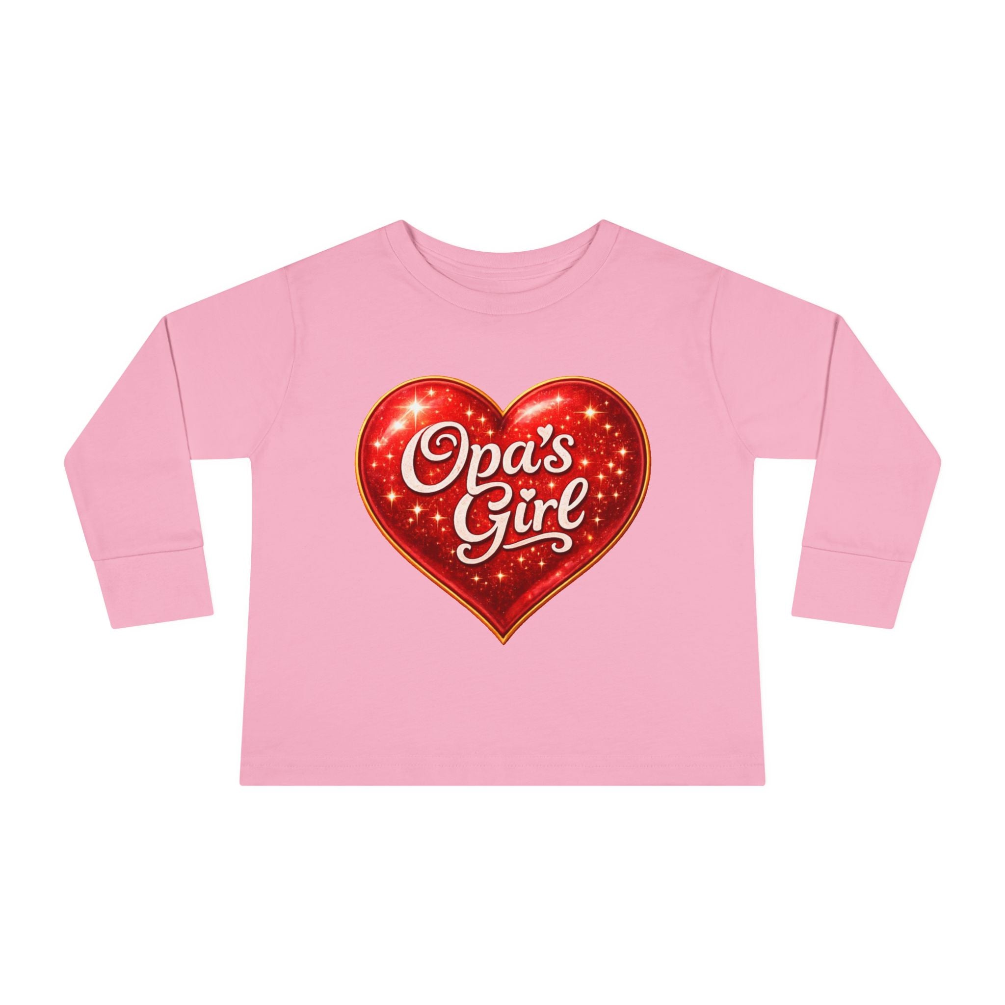 Opa's Girl Toddler Long Sleeve Tee | Pink Heart Kids Shirt