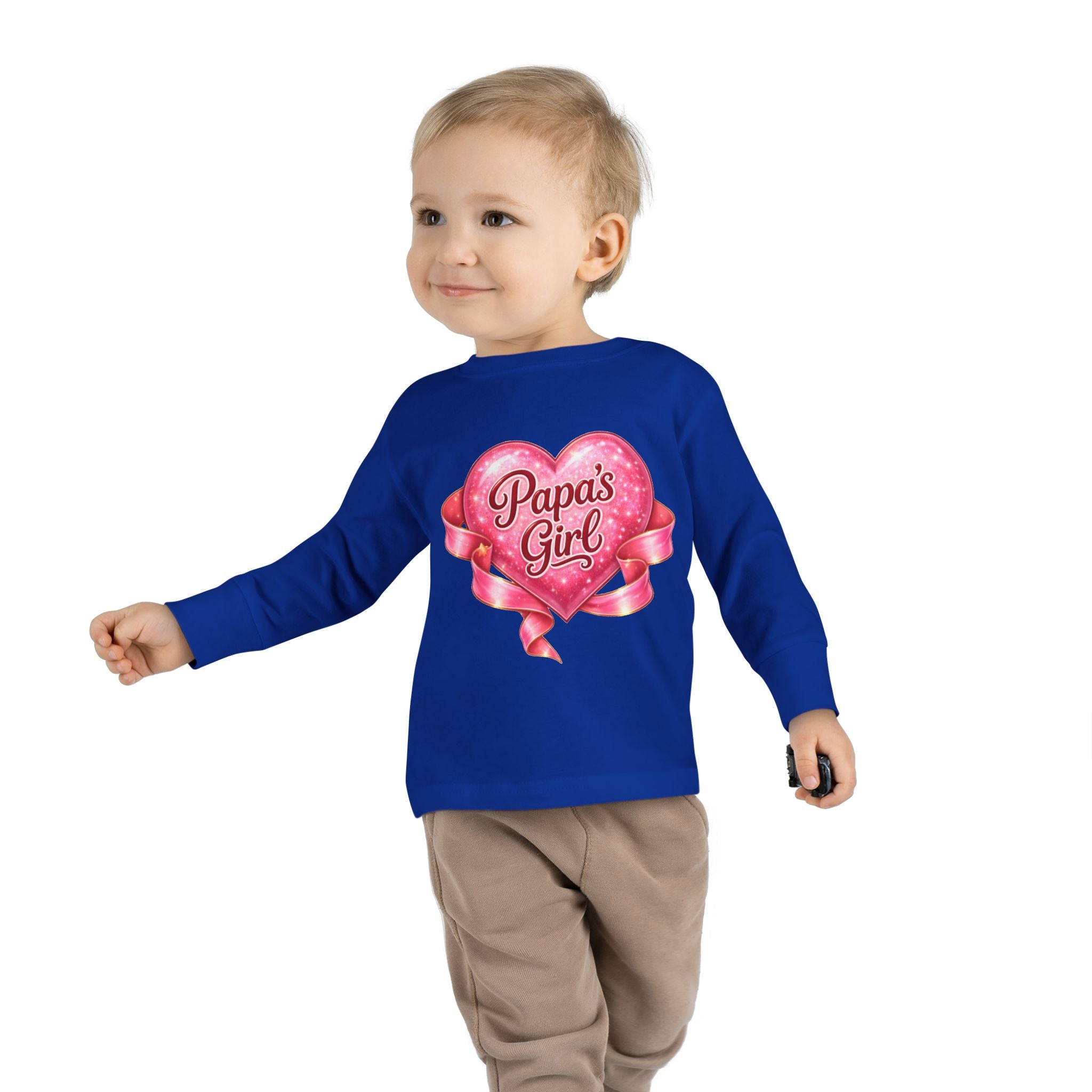 Papa's Girl Toddler Long Sleeve Tee | Pink Heart Kids Shirt