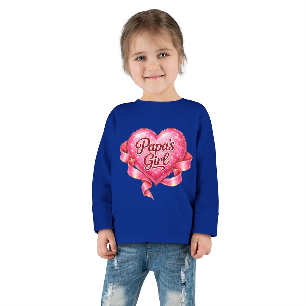 Papa's Girl Toddler Long Sleeve Tee | Pink Heart Kids Shirt