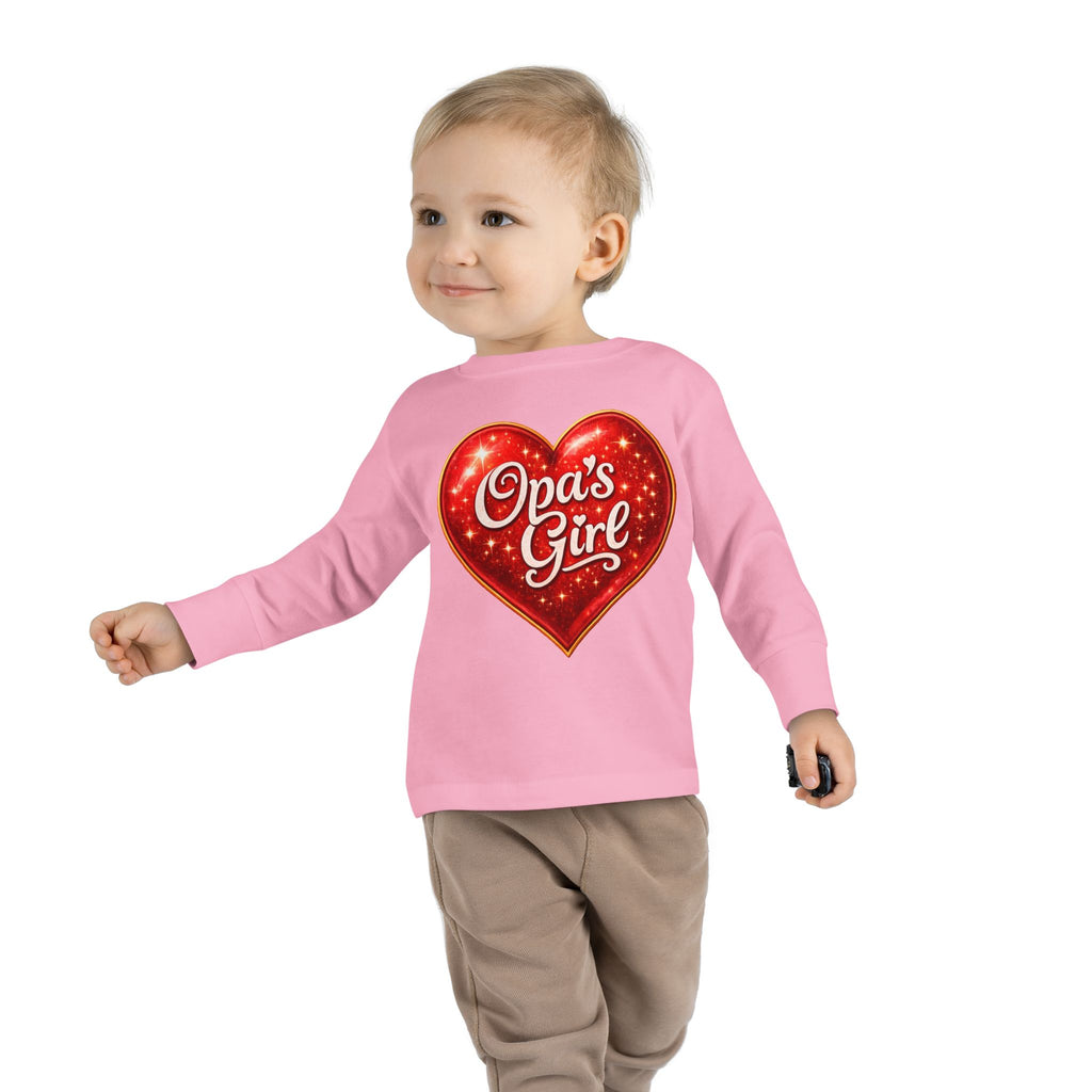 Opa's Girl Toddler Long Sleeve Tee | Pink Heart Kids Shirt