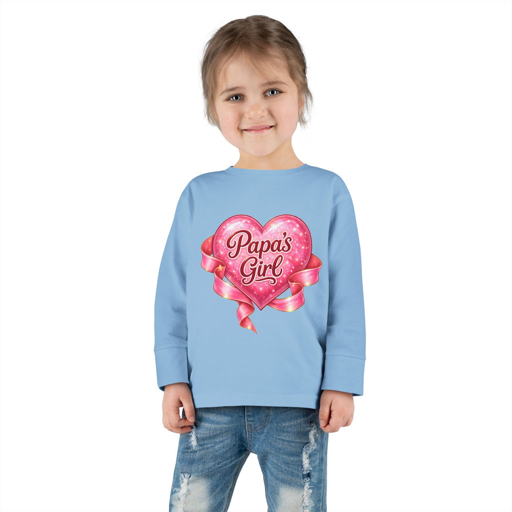 Papa's Girl Toddler Long Sleeve Tee | Pink Heart Kids Shirt