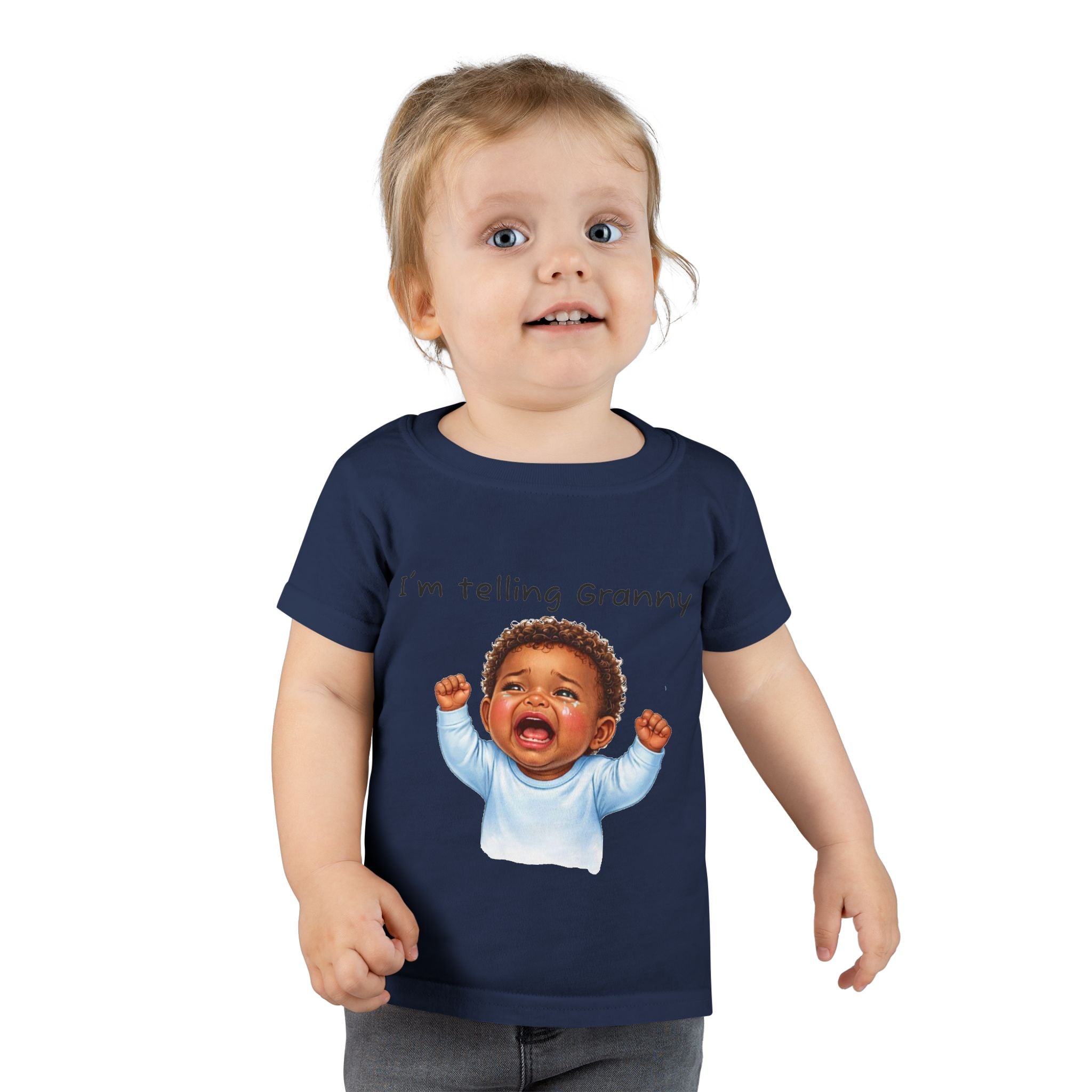 Toddler T-Shirt — Happy Baby Crying Face Graphic Tee (Cute Infant Emotion Shirt)