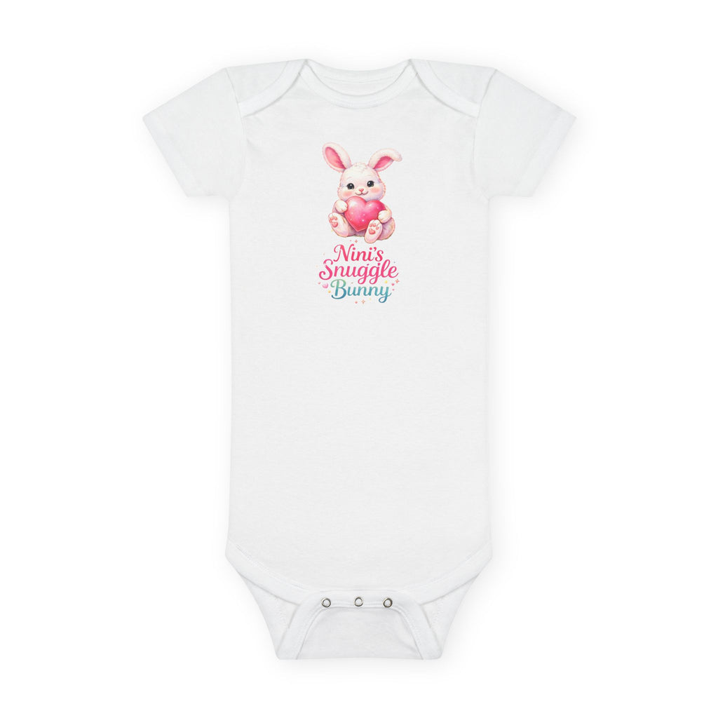 Nini's Snuggle Bunny baby onesie | Cute pastel bunny illustration/Valentine