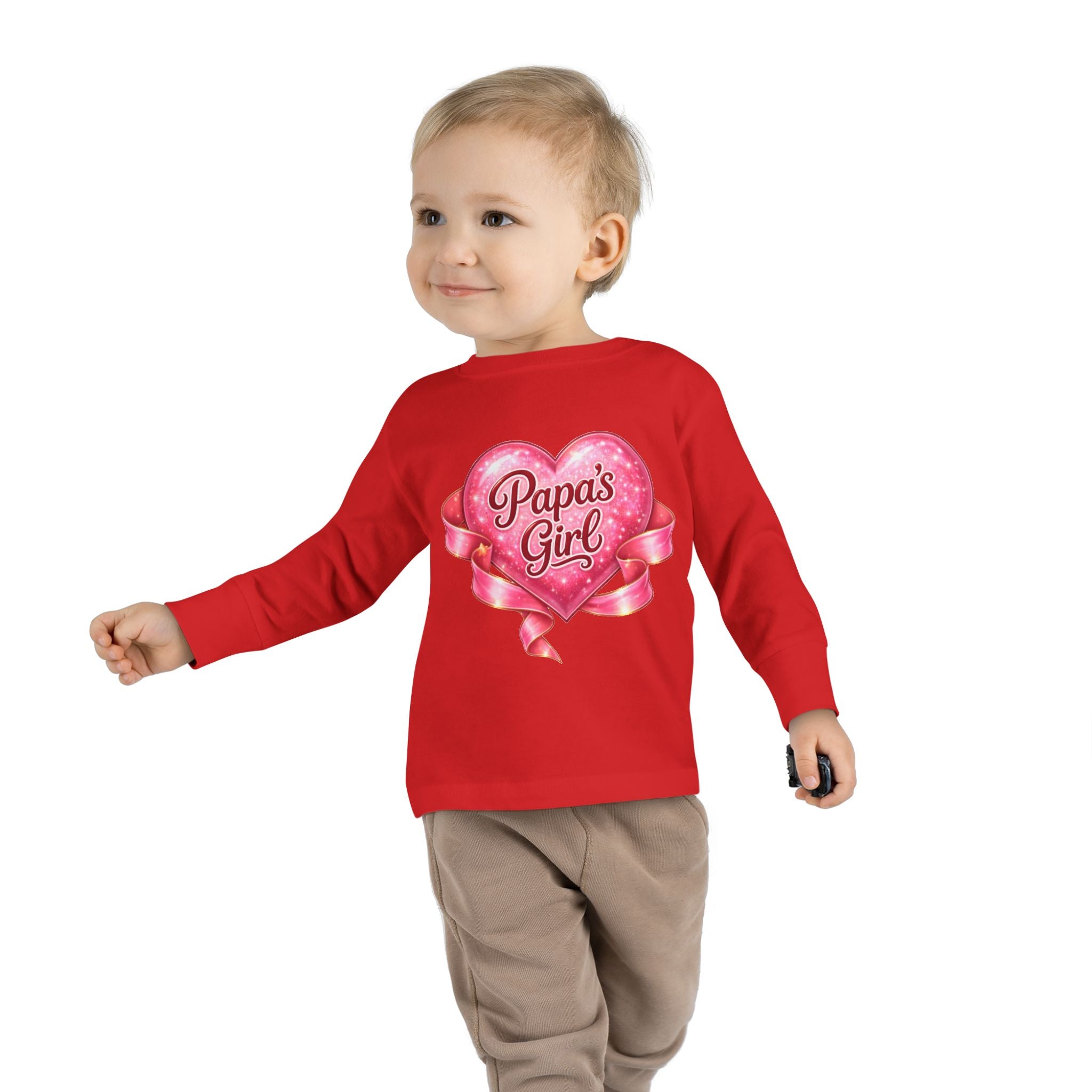 Papa's Girl Toddler Long Sleeve Tee | Pink Heart Kids Shirt
