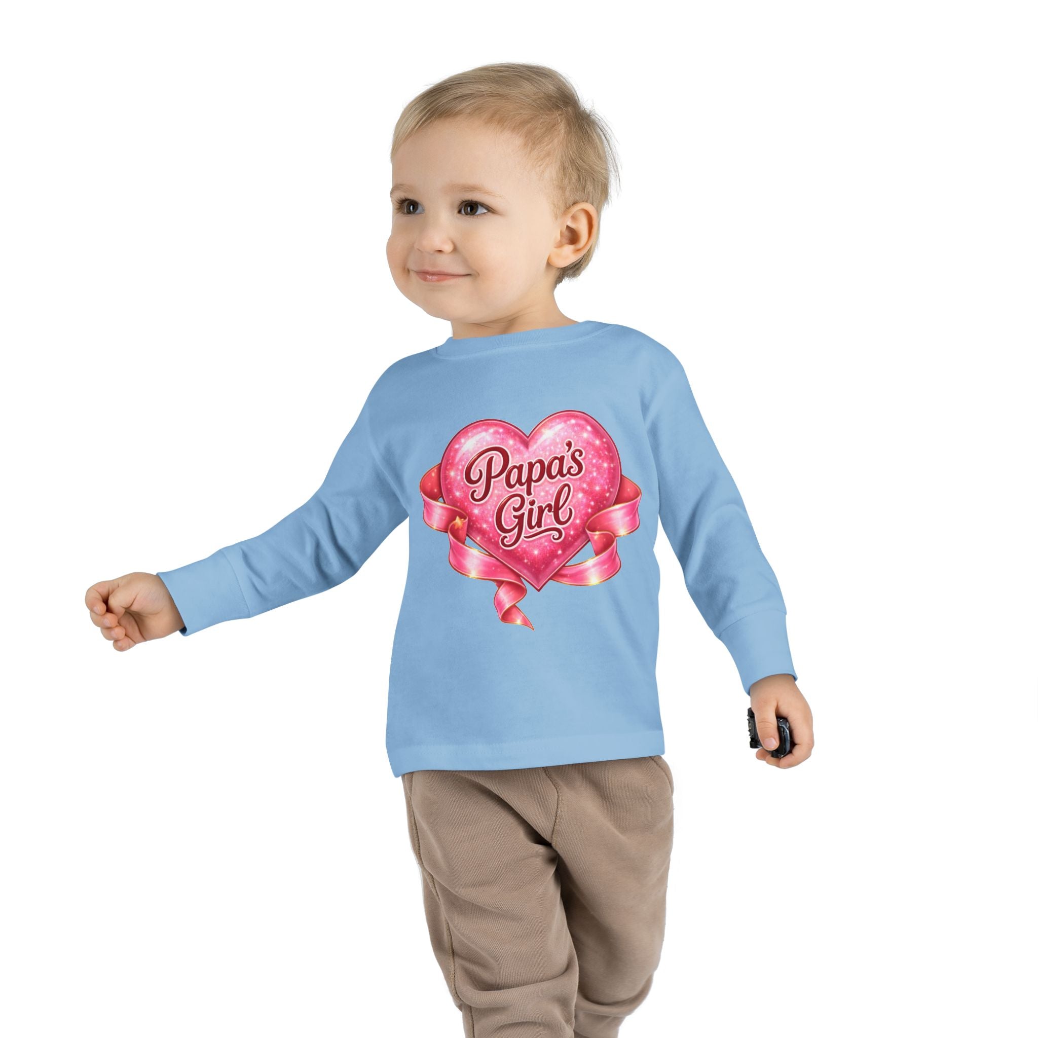 Papa's Girl Toddler Long Sleeve Tee | Pink Heart Kids Shirt