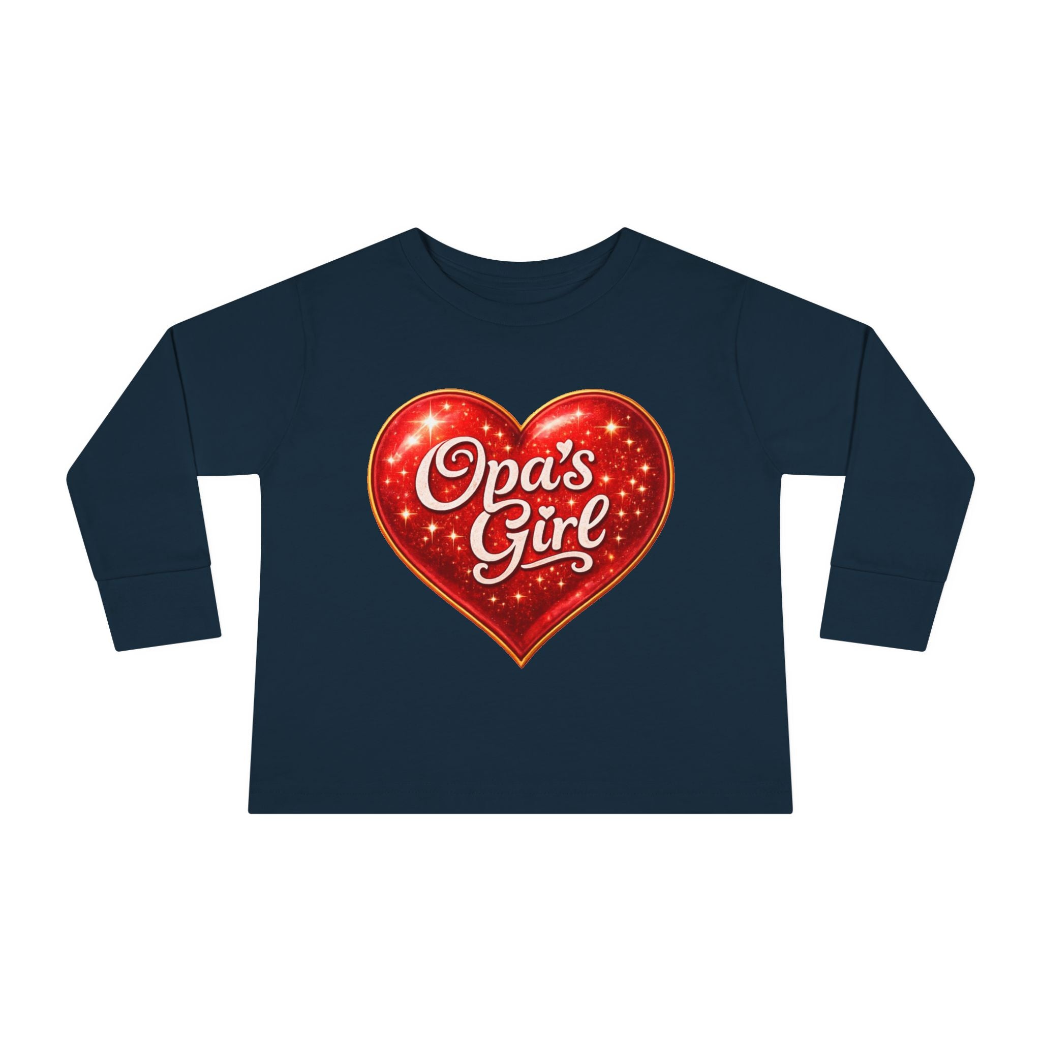 Opa's Girl Toddler Long Sleeve Tee | Pink Heart Kids Shirt