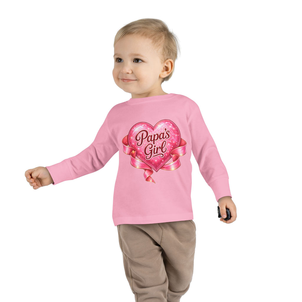 Papa's Girl Toddler Long Sleeve Tee | Pink Heart Kids Shirt