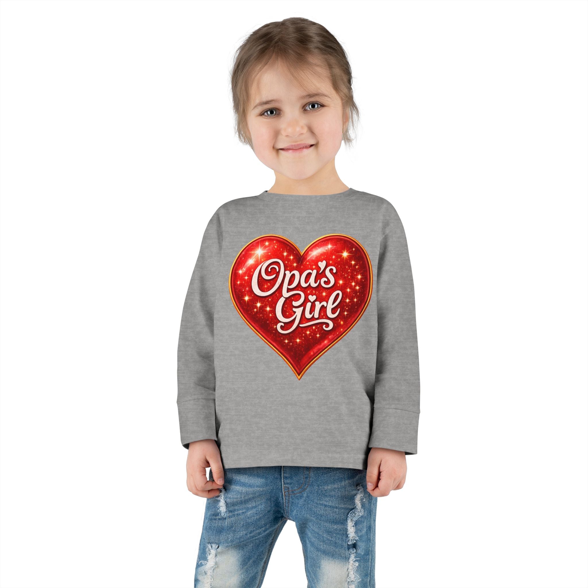 Opa's Girl Toddler Long Sleeve Tee | Pink Heart Kids Shirt