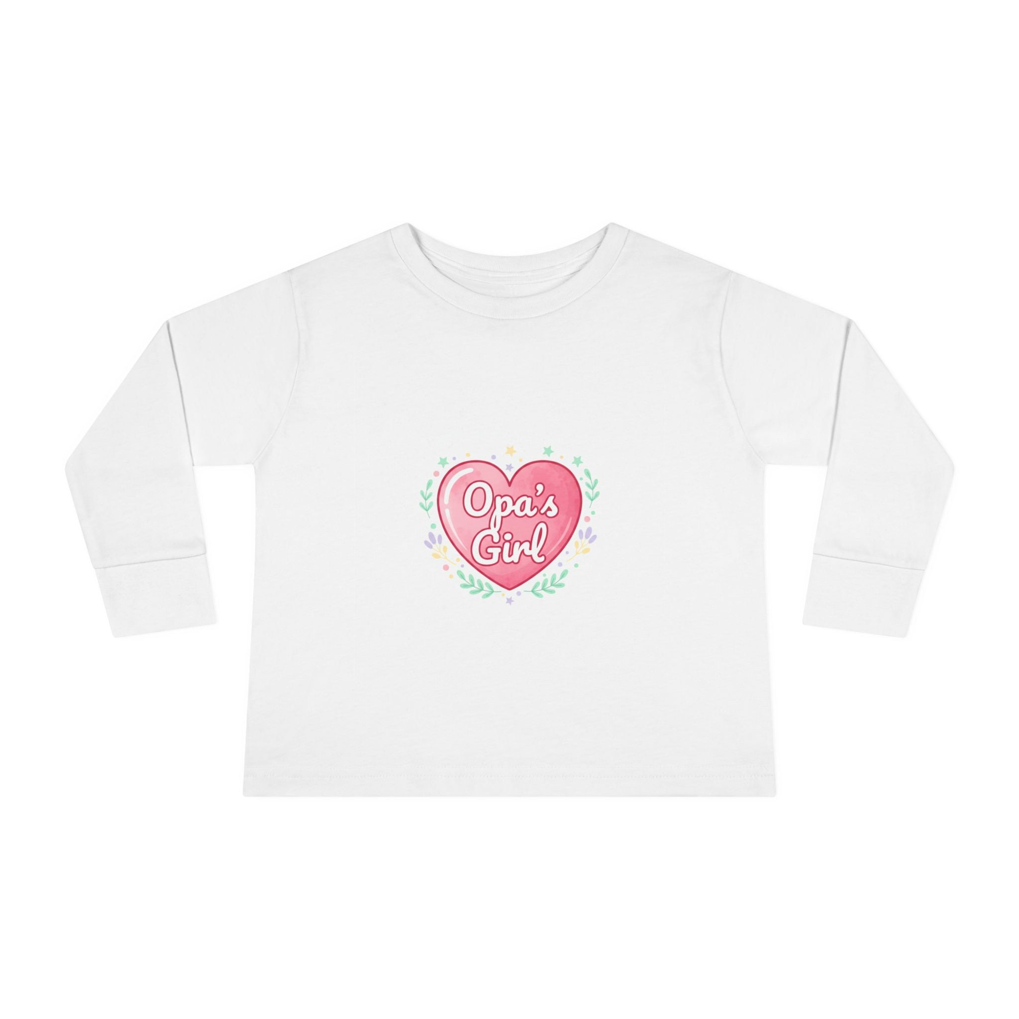 Opa's Girl Toddler Long Sleeve Tee | Pink Heart Love Design