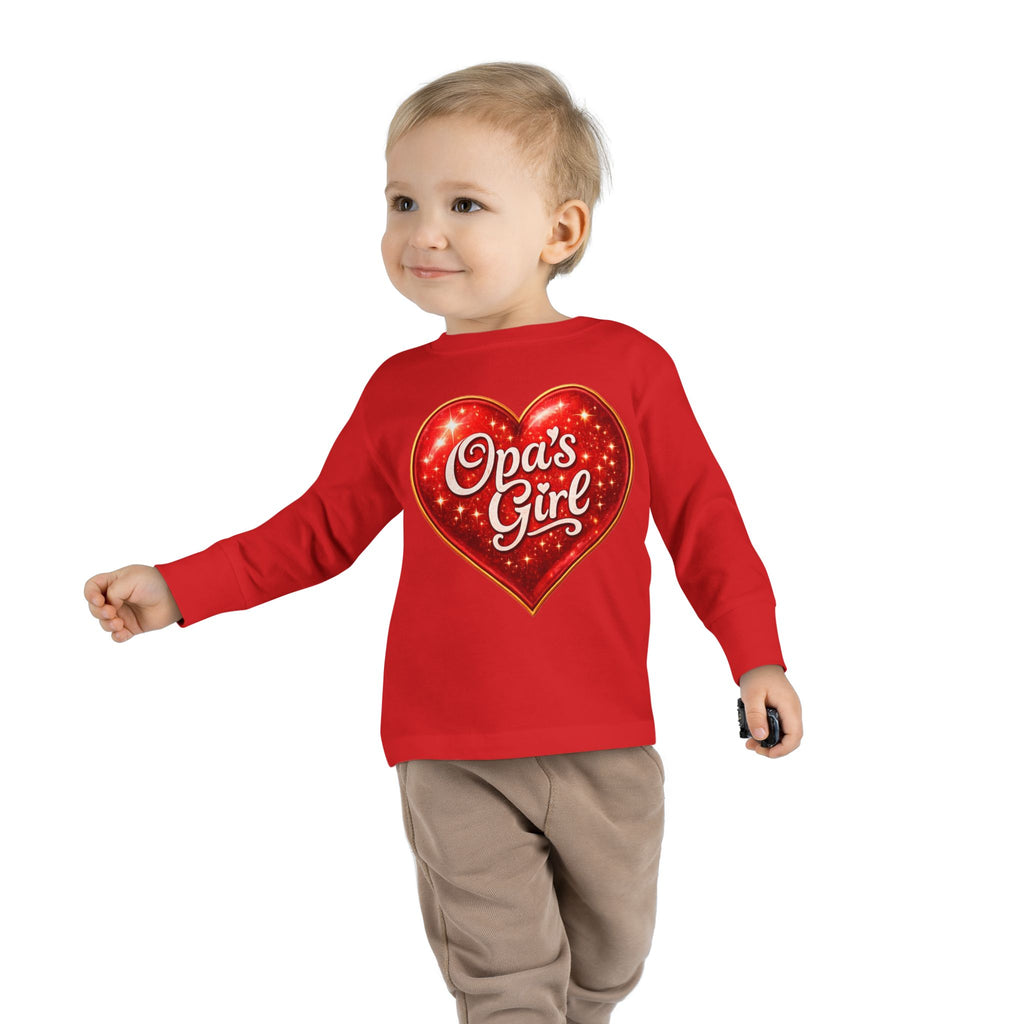 Opa's Girl Toddler Long Sleeve Tee | Pink Heart Kids Shirt