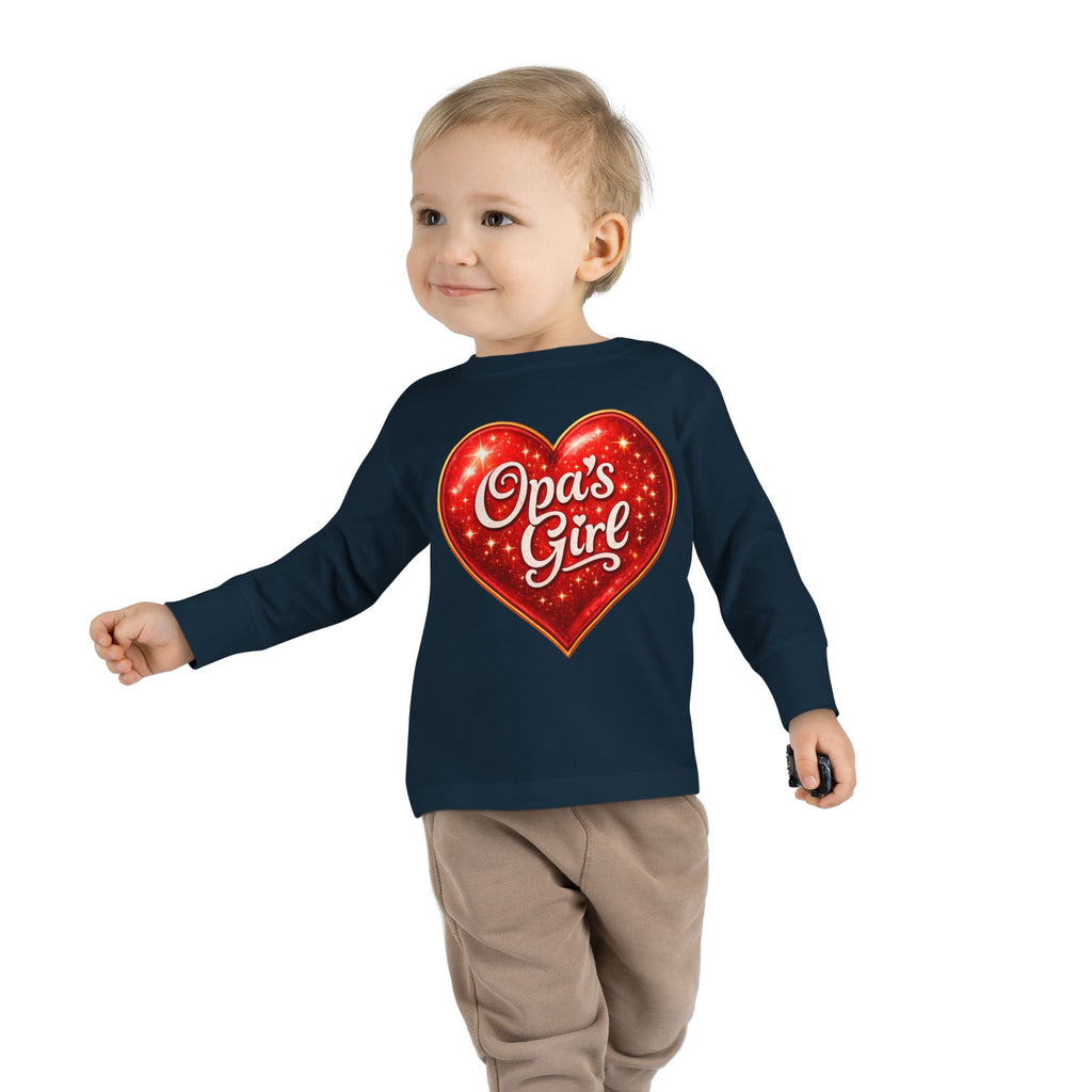 Opa's Girl Toddler Long Sleeve Tee | Pink Heart Kids Shirt