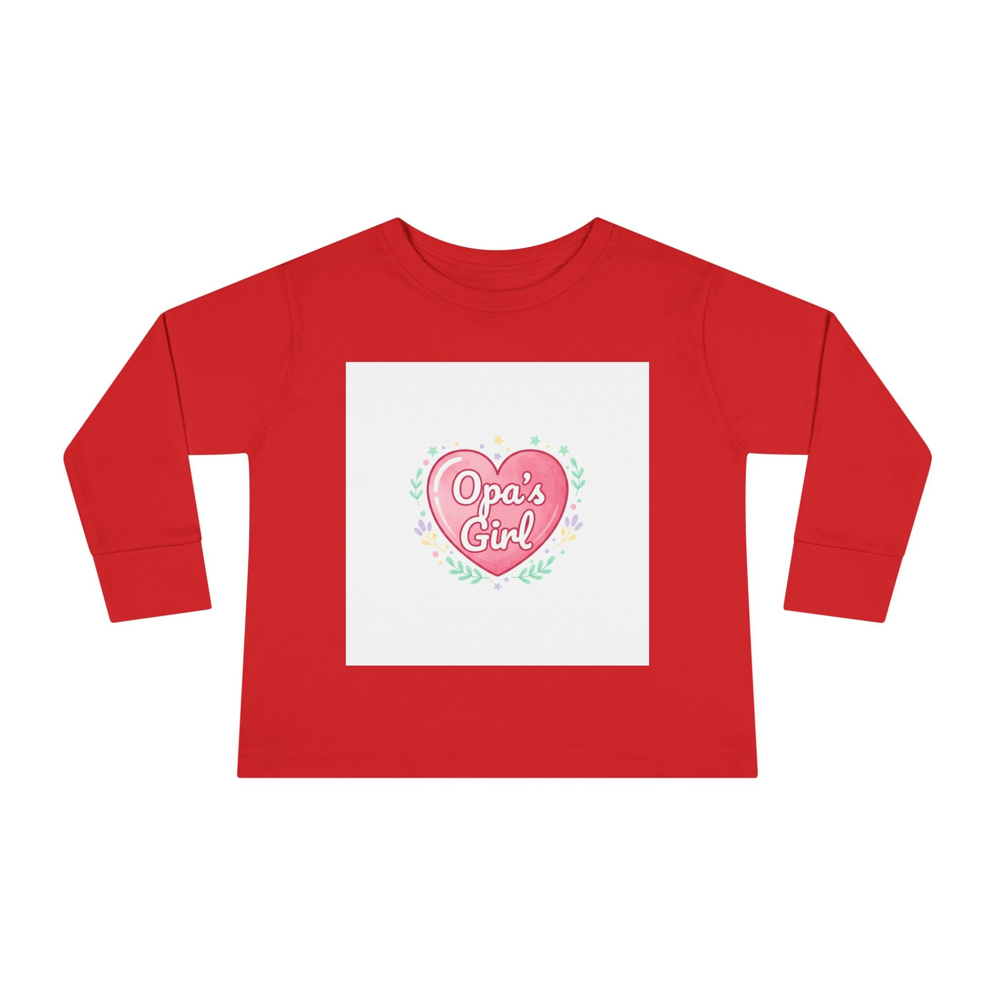 Opa's Girl Toddler Long Sleeve Tee | Pink Heart Love Design